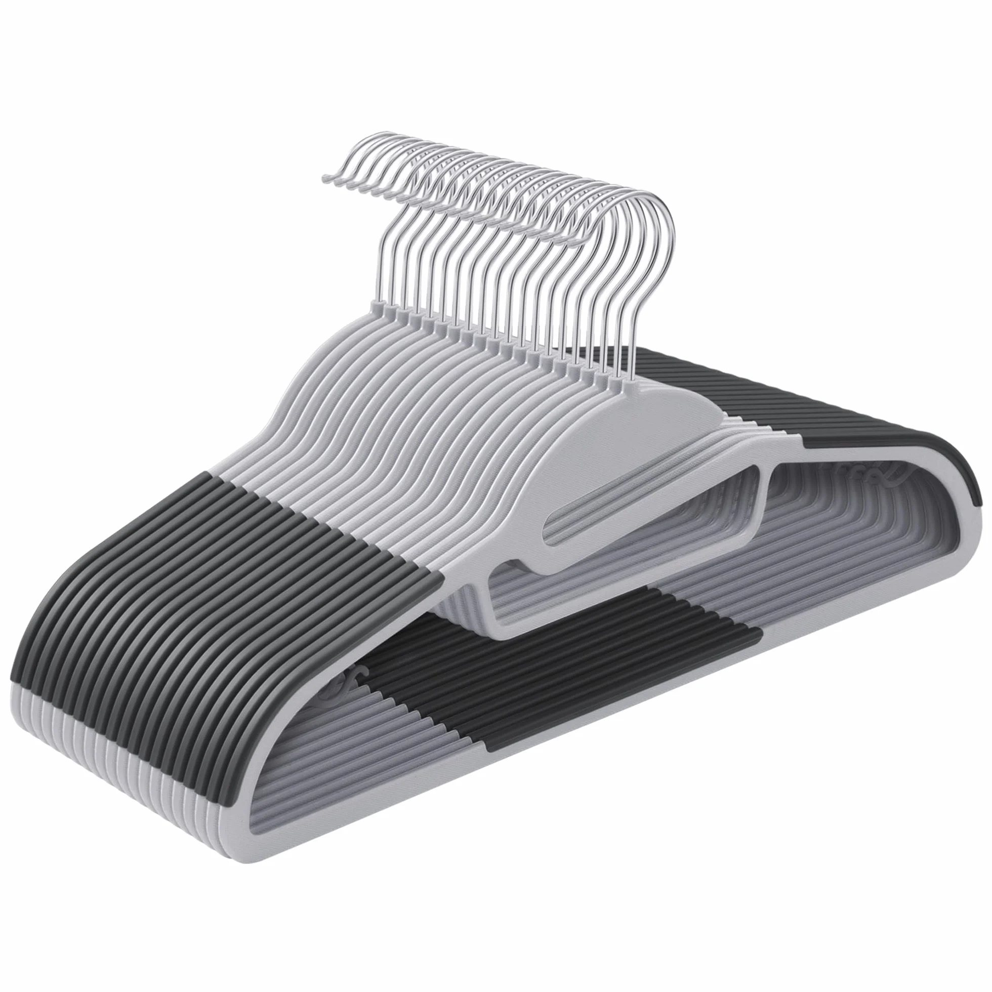 SONGMICS Perchas de Plástico Antideslizantes 0,5 cm 41,5 cm Gancho Giratorio 360º Gris Claro y Oscuro