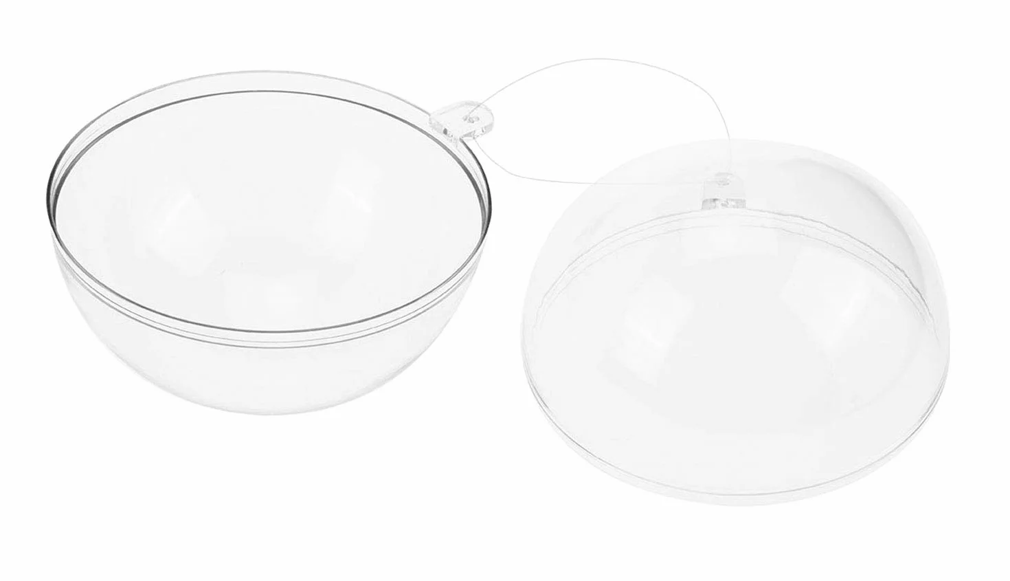 Glorex Bola plástico 16 cm Transparente Dividir 2 mitades Rellenar Decorar Colgar