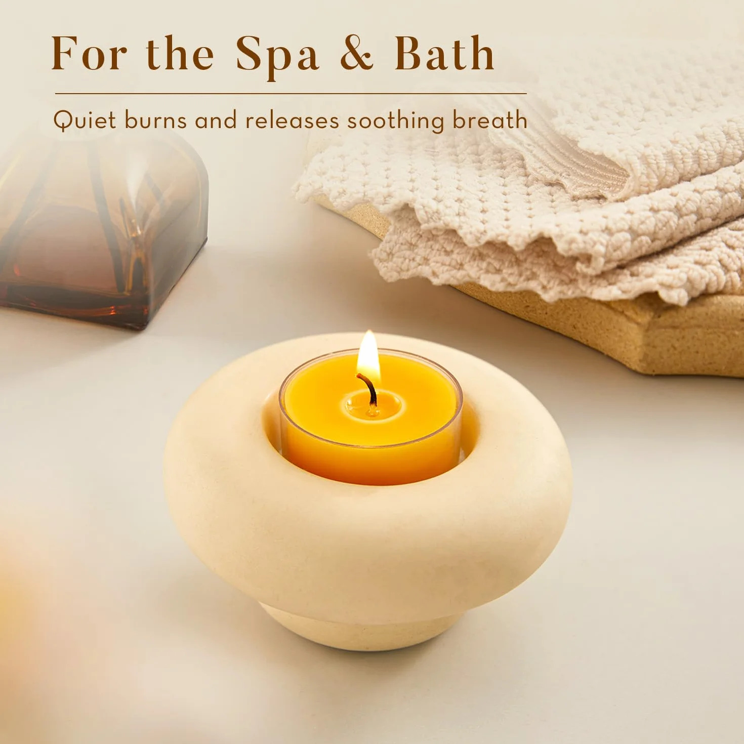 Ashlux Velas de Té de Cera de Abeja 100% Natural, 40 Unidades, 4 Horas de Combustión, Sin Perfume y Sin Humo, Para Hogar, Bodas, Navidad y Spa