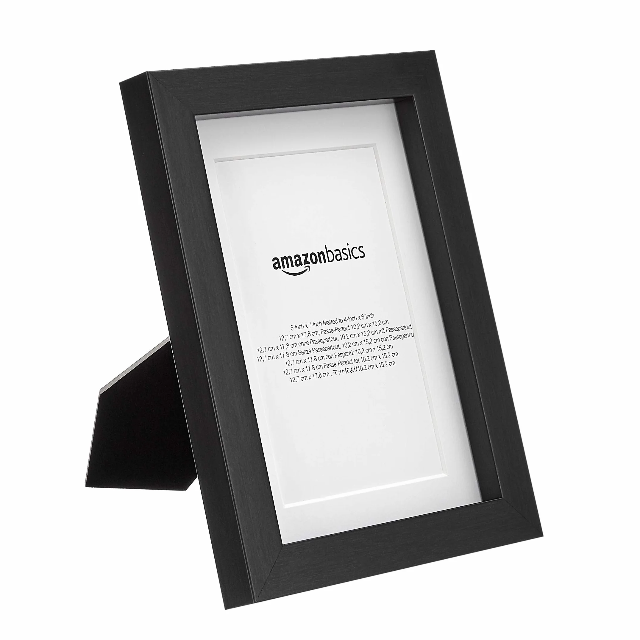 Amazon Basics Marco para fotos con paspartú, 18 x 13 cm con paspartú de 10 x 15 cm, Rectangular, Negro, Paquete de 2