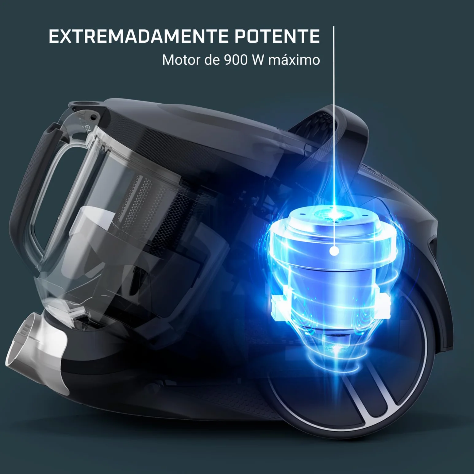 Rowenta Compact Power XXL - Aspiradora sin bolsa, motor de bajo consumo, 900 W, filtración ciclónica avanzada de 3 niveles, depósito de suciedad extragrande de 2,5 L, compacta, animal care, RO4B50