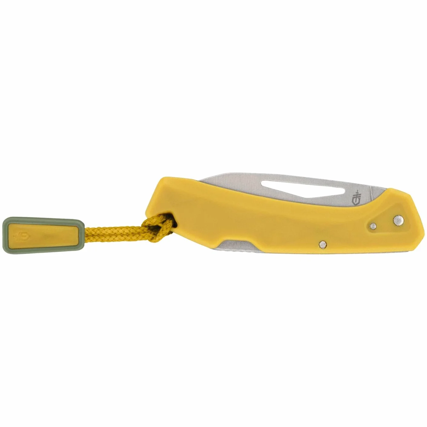 Gerber Navaja de bolsillo con cordón, LST Mini, hoja de acero inoxidable 440A Wharncliffe, escamas del mango de nylon reforzado con fibra de vidrio, longitud de la hoja: 4,8 cm, amarillo, 1074532