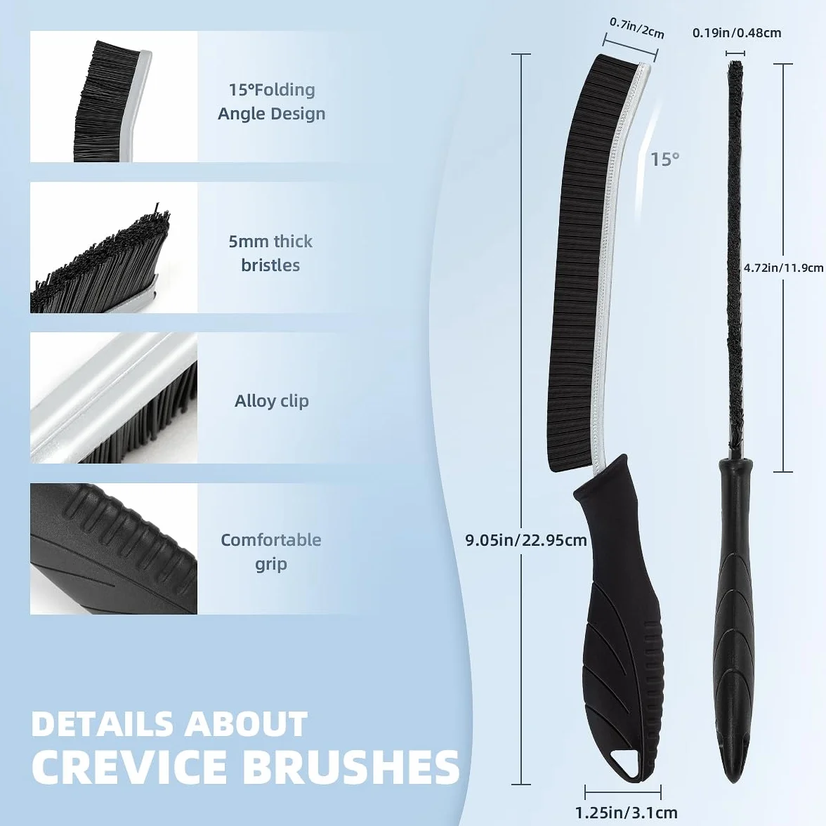 TQRR Cepillo de Cerdas Duras para Limpieza de Grietas, Cepillo para Lechada, Herramientas de Limpieza para Inodoro, Baño, Hogar, Bañera, Fregadero, Hogar, Ventana (3, Negro)