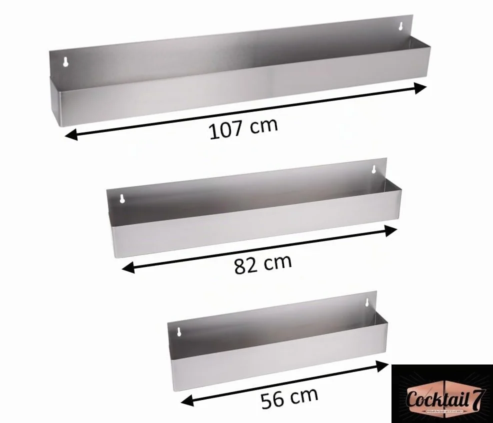 Cocktail7 Portabotellas de Acero Inoxidable 81cm, Speedrack Estanteria Bar para Botellas, Riel de Velocidad 8 Botellas, Speedrail Soporte para Botellas, Plateado INOX (1 Unidad)