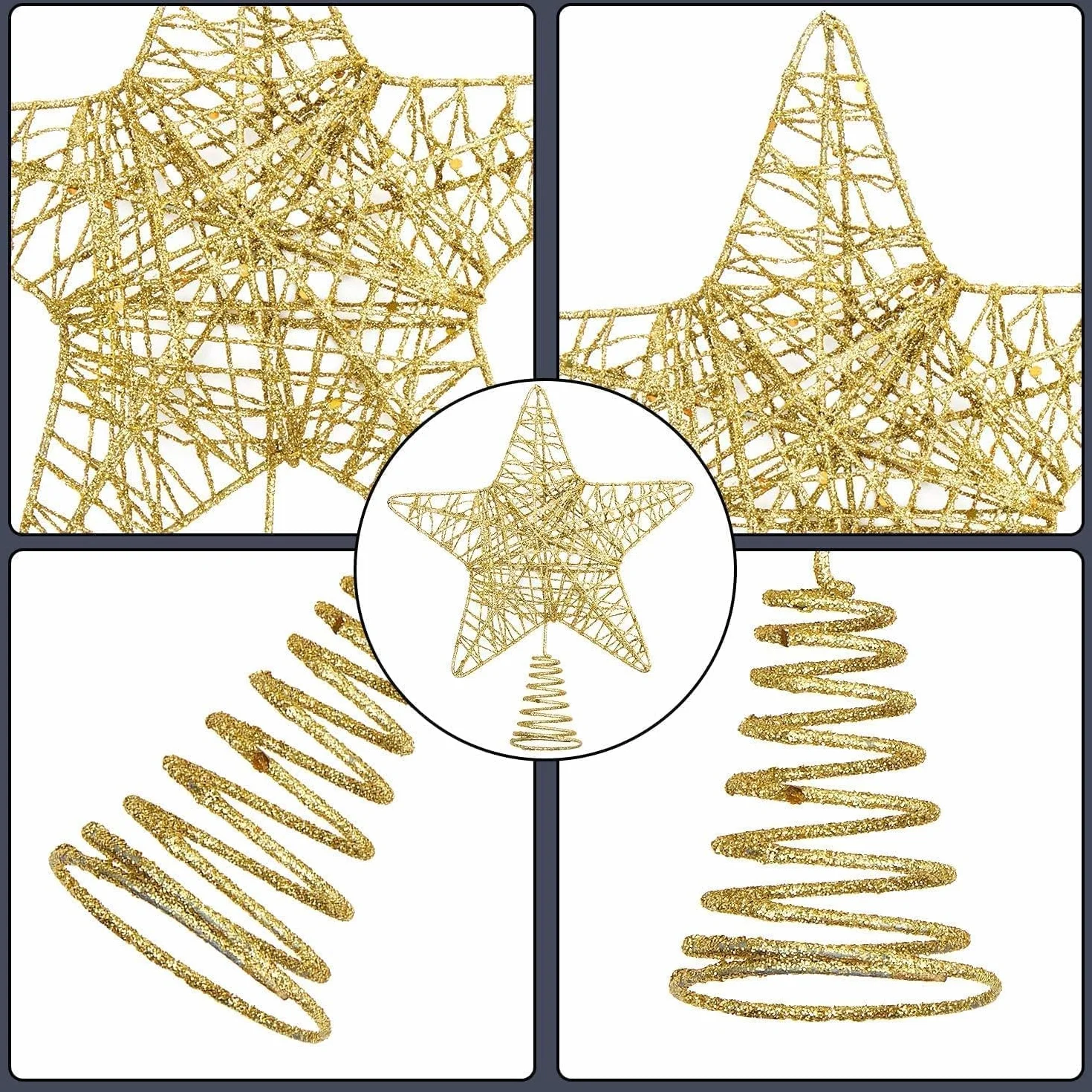 SULOLI Estrella para Àrbol de Navidad，Árbol de Navideña Topper，20 * 25cm Estrella Decoracion Navidad, Hogar, Fiestas Festivas
