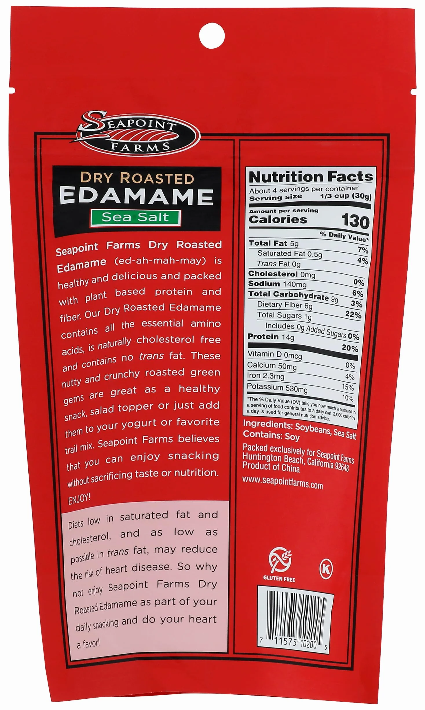 Seapoint Farms Dry Roasted Edamame Lightly Salted Pouches 4 oz