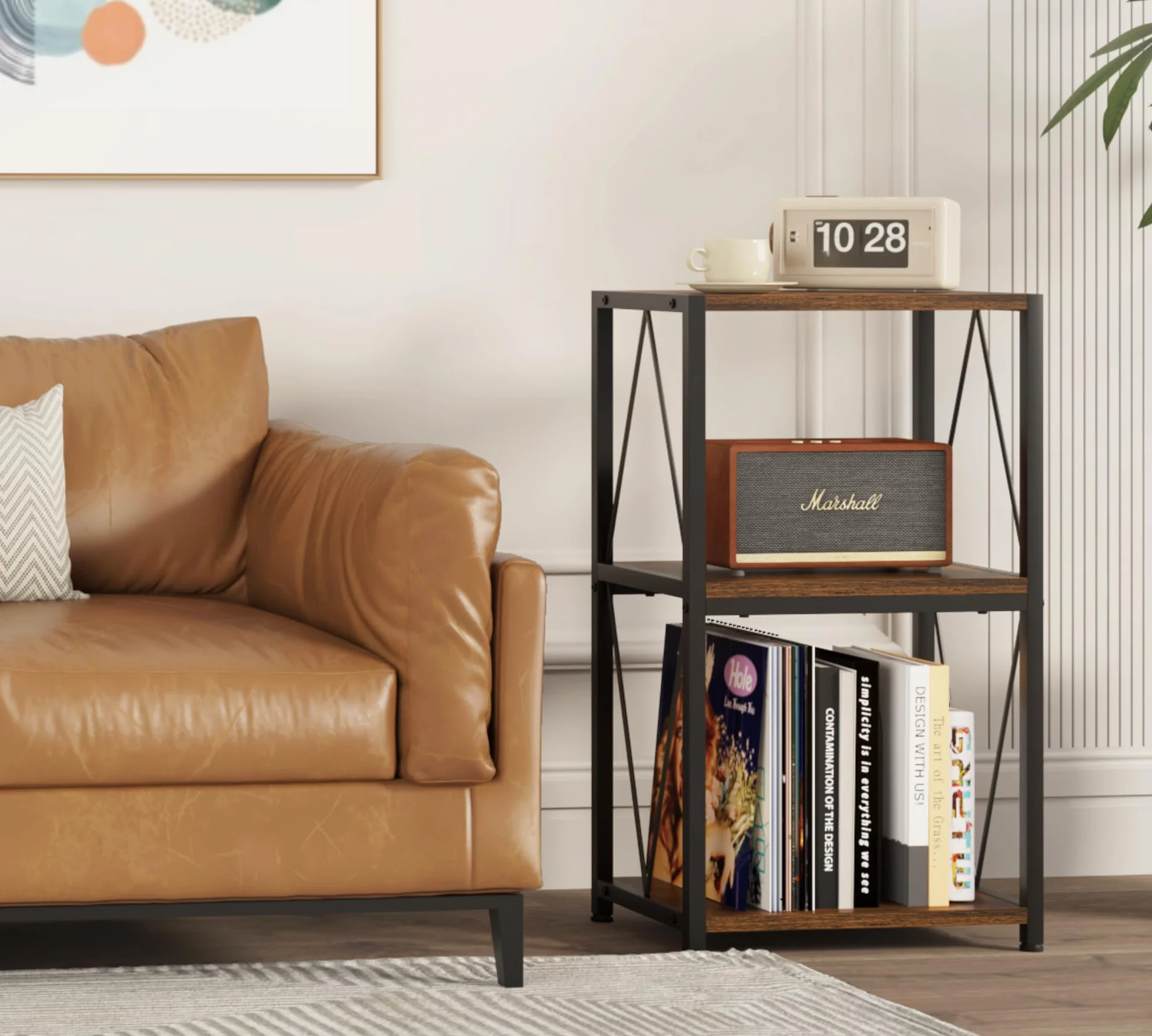 HFHOME Soporte para tocadiscos de 3 niveles con almacenamiento de vinilo