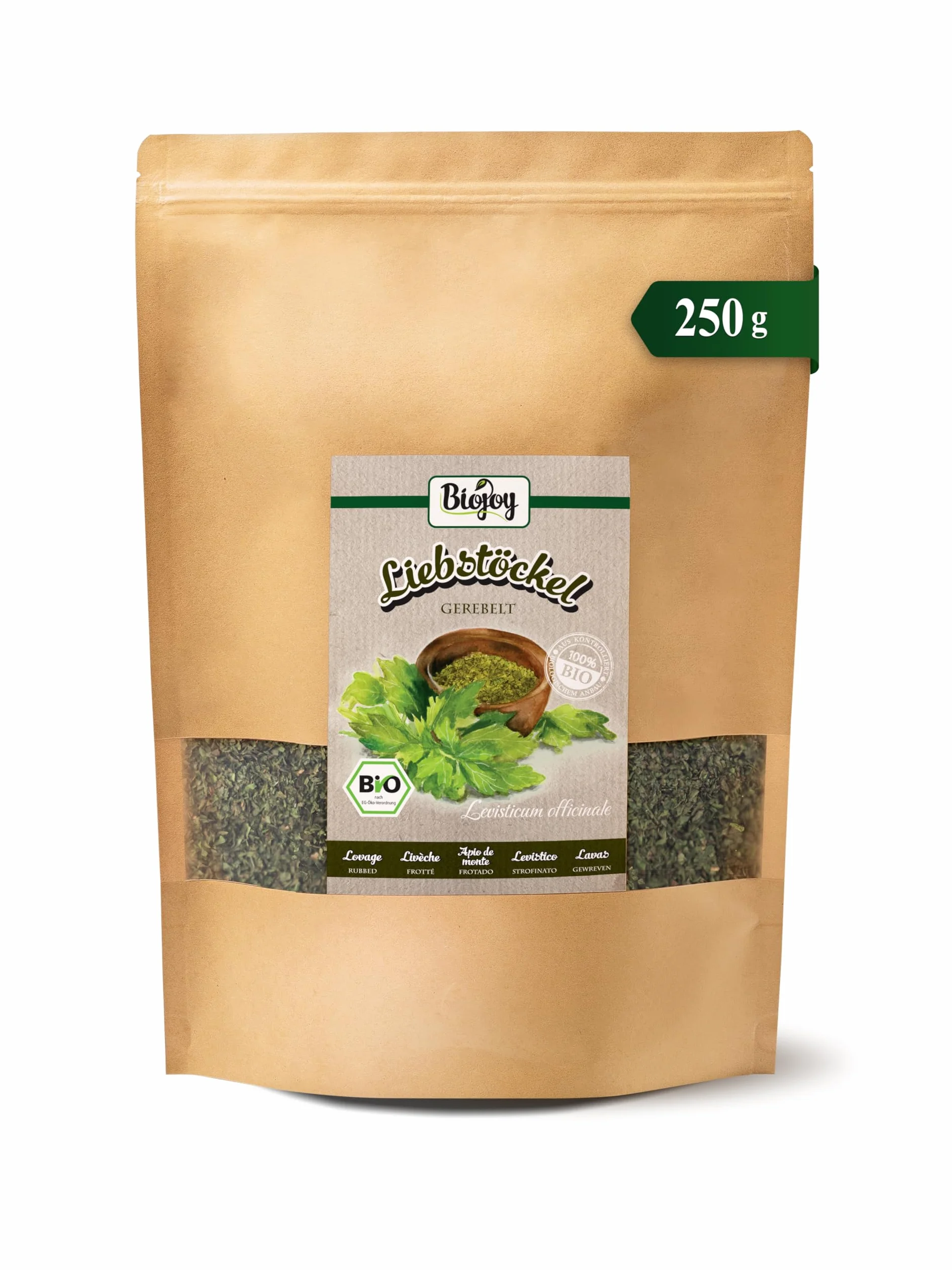 Biojoy Apio de Monte Orgánico Levístico 250 g Seco Cortado para Mezcla de Especias Té