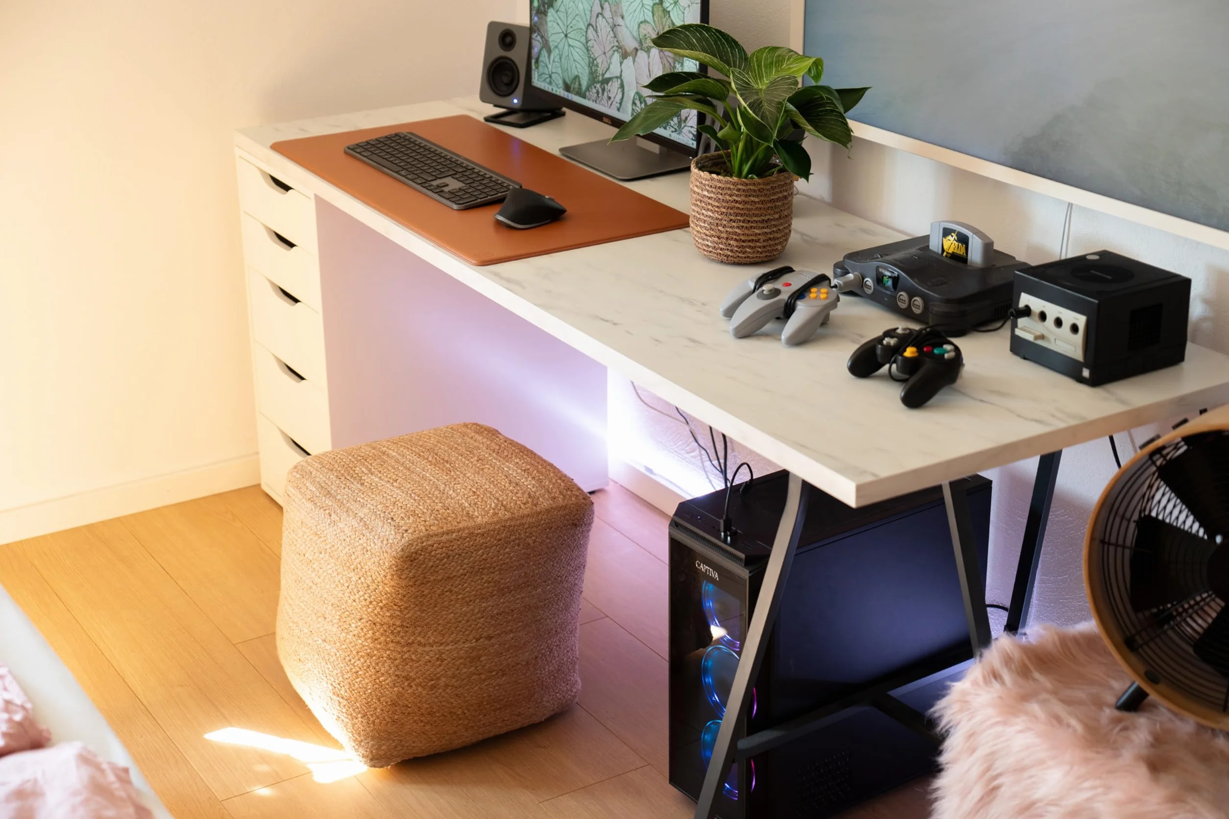 Decorasian Puf Reposapiés trenzado de yute estilo bohemio Cubo