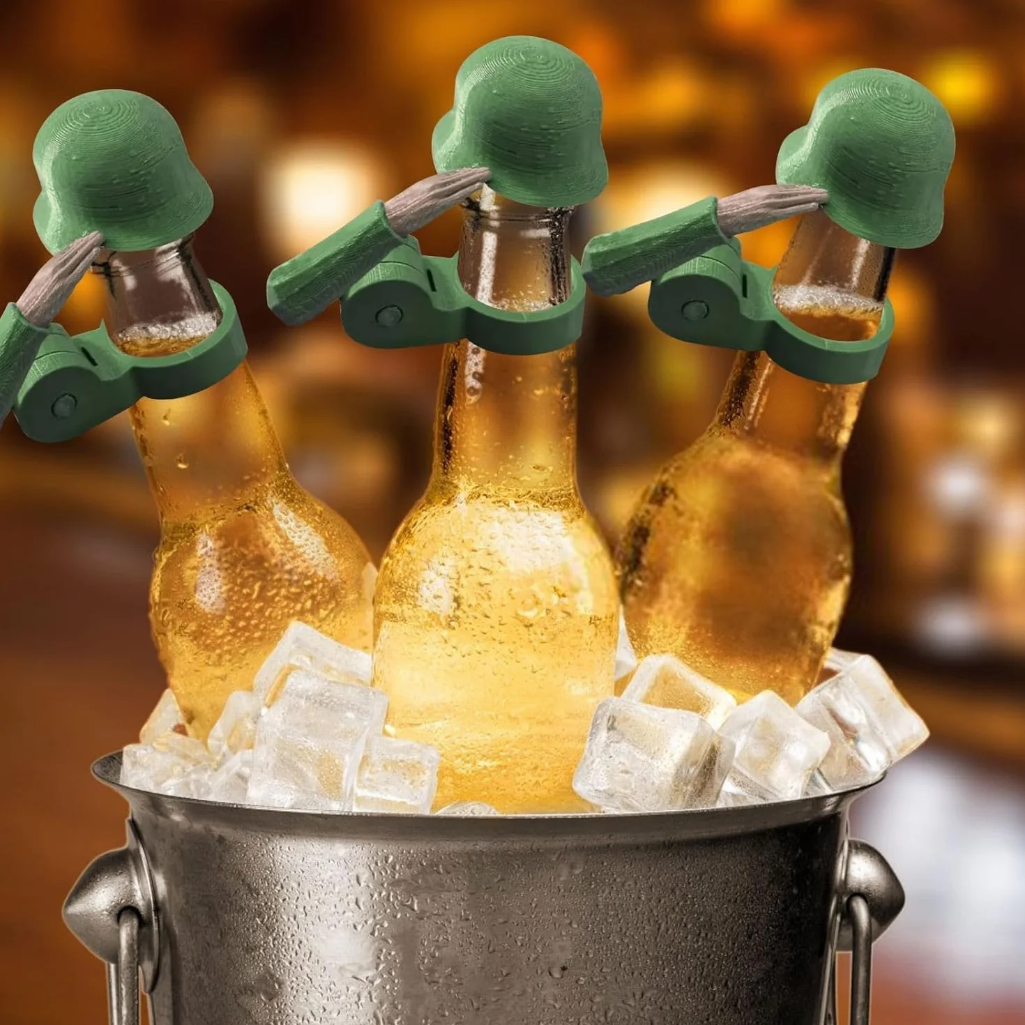 Casco de botella de cerveza Salut, casco de cerveza con saludo soldado divertido, casco de botella de cerveza con saludo de soldado, casco de soldado, reutilizable con diseño de saludo militar