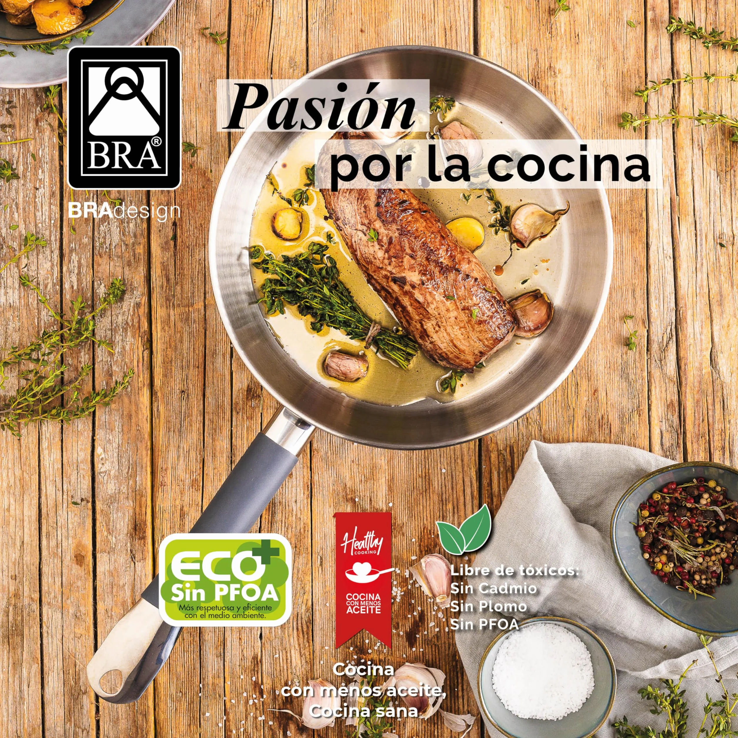 Set de sartenes acero inoxidable 20-24-28 cm Full Induction BRA Master