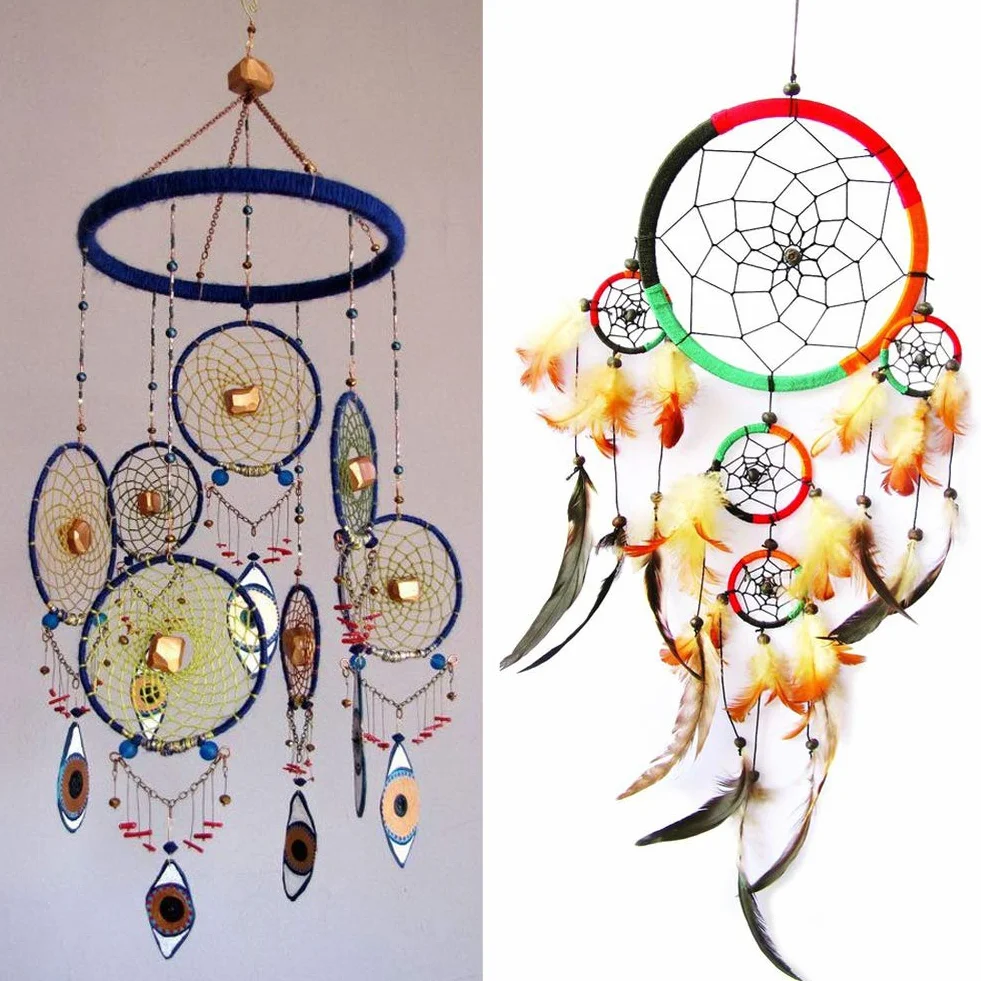 EQLEF Aro Atrapasueños Grande, 6 Piezas de plástico Dream Catcher Hoop Plastic, Anillo Redondo Blanco de macramé para tamaños DIY Crafting-6