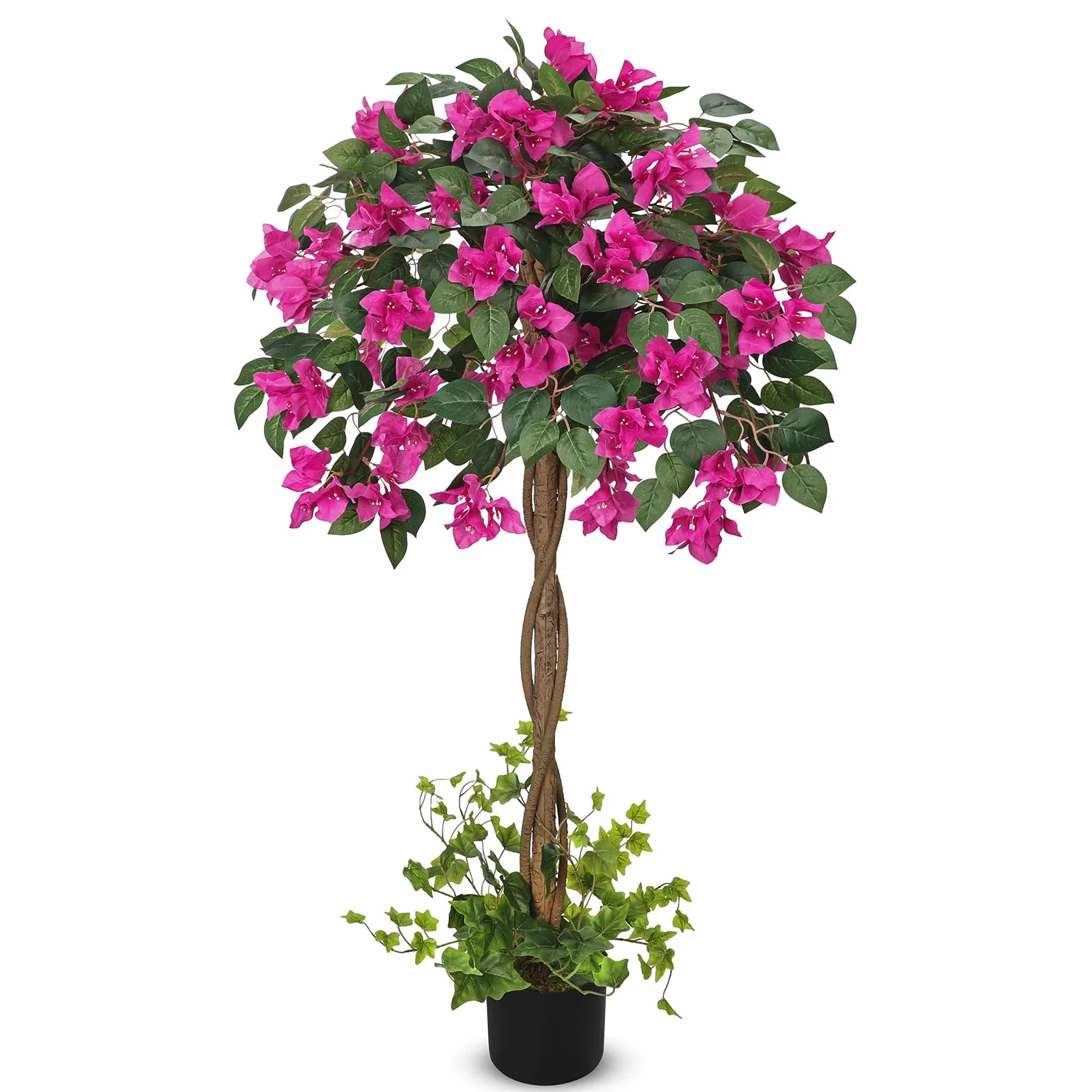 Árbol artificial de 120 cm de Bougainville con flores, planta artificial de triple flor, planta decorativa grande, plantas artificiales para interior, pasillo, sala de estar, dormitorio