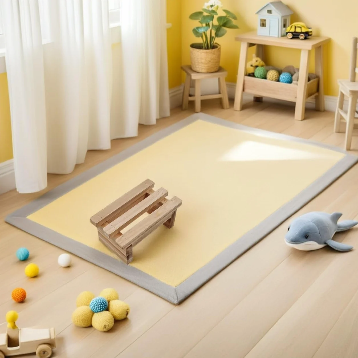 Banquito de Madera Pequeño y Portátil para Niños Taburete 9x5x4 Pulgadas