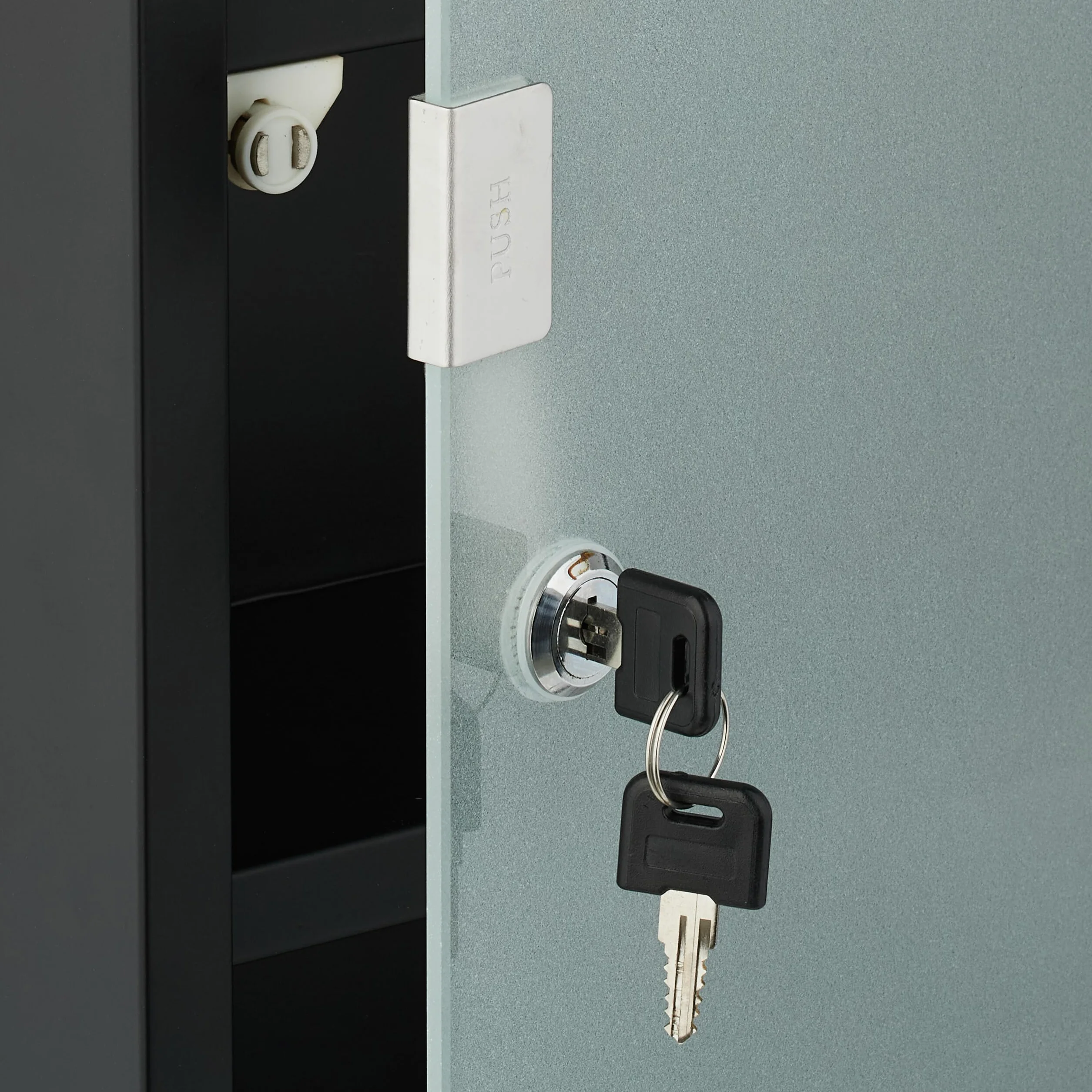 Relaxdays Botiquín de Pared Armario Medicamentos 4 Estantes 57 x 27 x 12 cm Acero Puerta Vidrio Negro