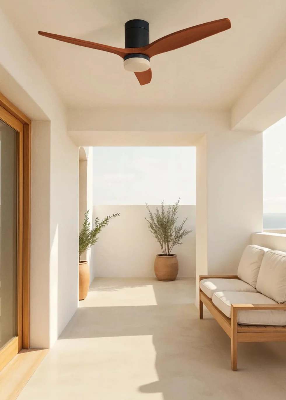 CREATE / WINDCALM/Ventilador de techo ABS con luz negro aspas efecto madera oscura con Wifi y mando / 40W, Silencioso, Ø132 cm, 3 temperaturas de luz, temporizador, función verano-invierno