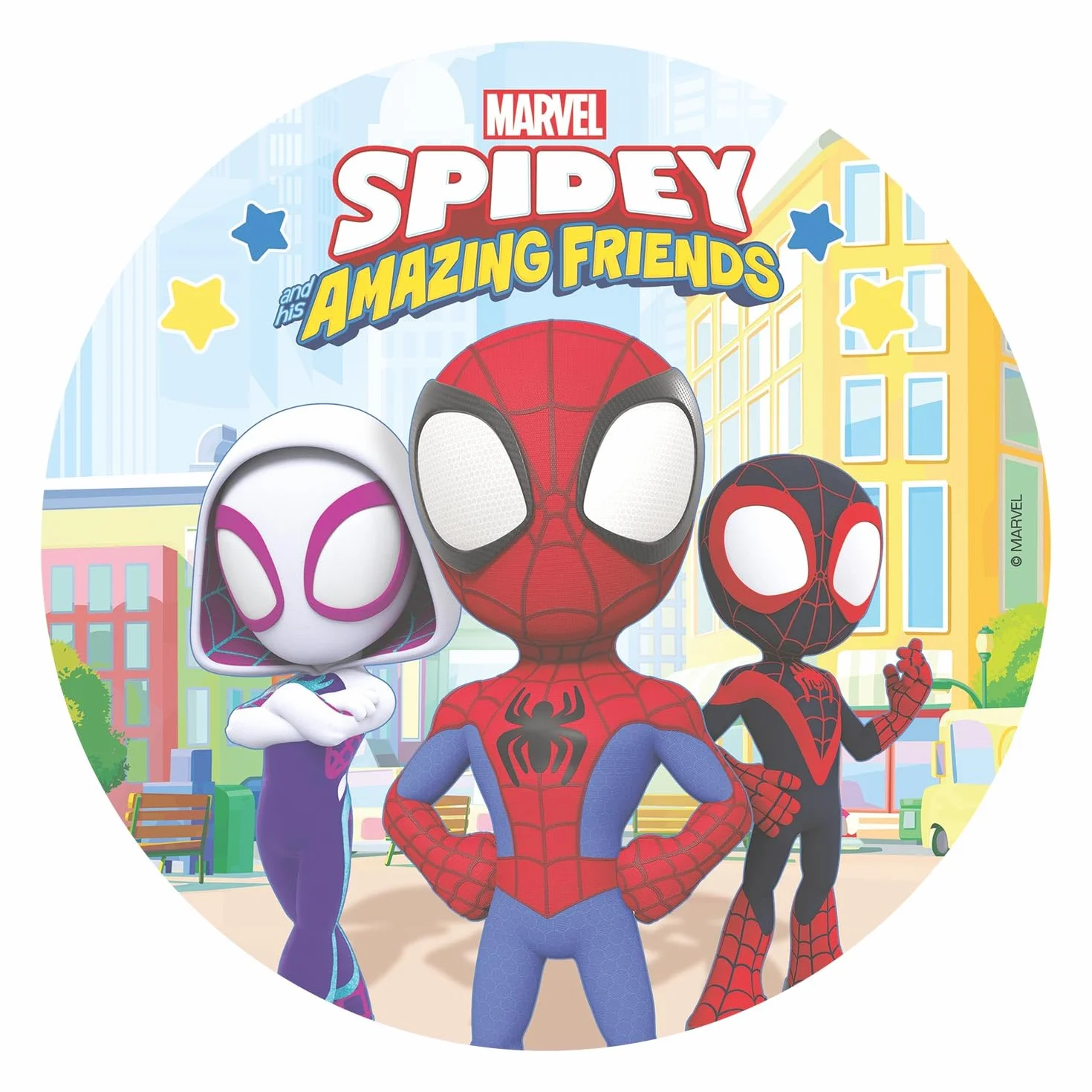 Cake Topper Spidey 20 cm Disco Oblea Comestible Decoración Tartas Cumpleaños Infantiles Sin Gluten Sin Azúcares Añadidos Sin Lactosa