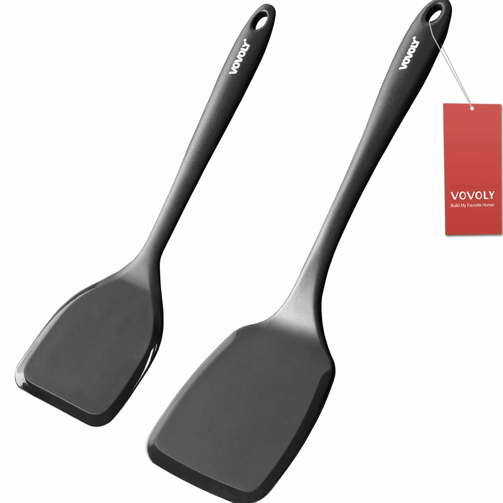 Juego de espátulas de silicona, resistentes al calor hasta 315.6 °C, espátula giratoria para cocinar, utensilios de cocina antiadherentes y antiarañazos para huevos, hamburguesas, crepes, 2 unidades,