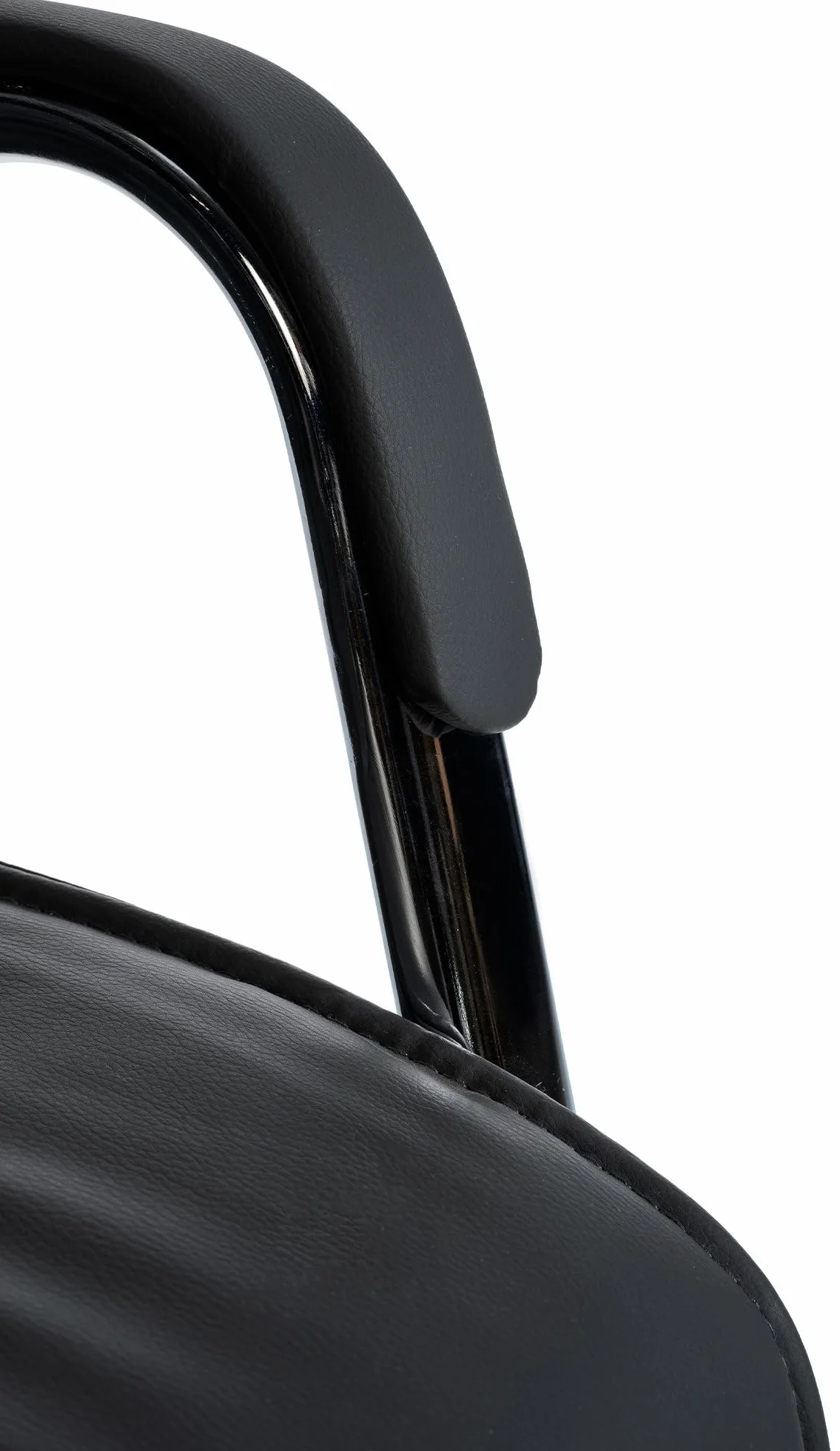 Silla Estilo Cantilever Sievert Tapizada en Cuero Sintético, Silla de Conferencias con Reposabrazos, Silla de Oficina Sin Ruedas, Negro