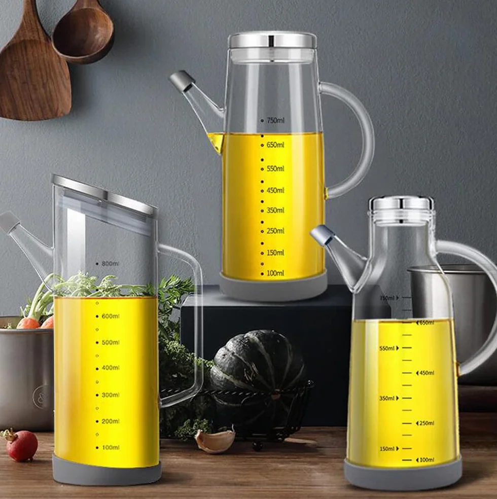 Botella dispensador de aceite 750 ml con boquilla antigoteo y mango antideslizante