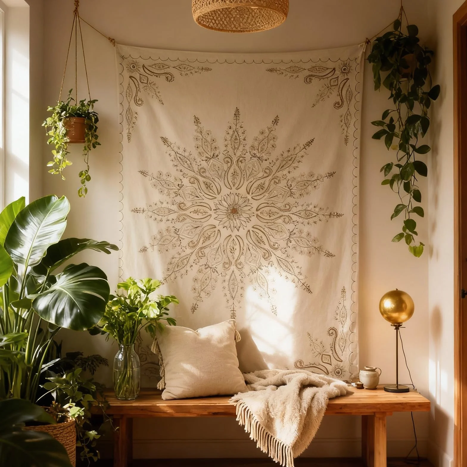 Tapestry Mandala 152 x 130 CM Boho Wall Decor for Living Room Bedroom