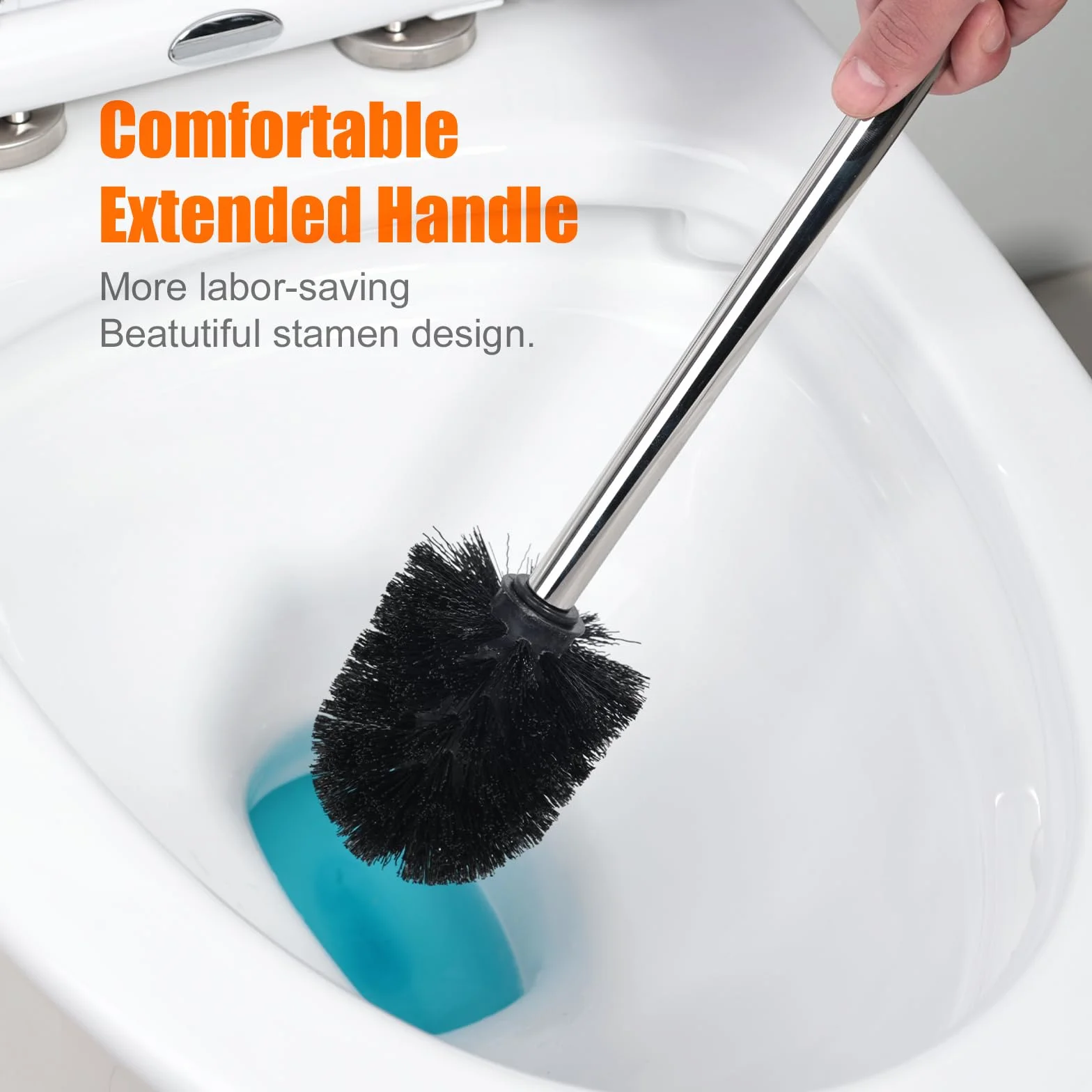 Ibergrif Cepillo Inodoro Acero Inoxidable Escobilla Baño 4 Unidades 8x36x8 cm Negro