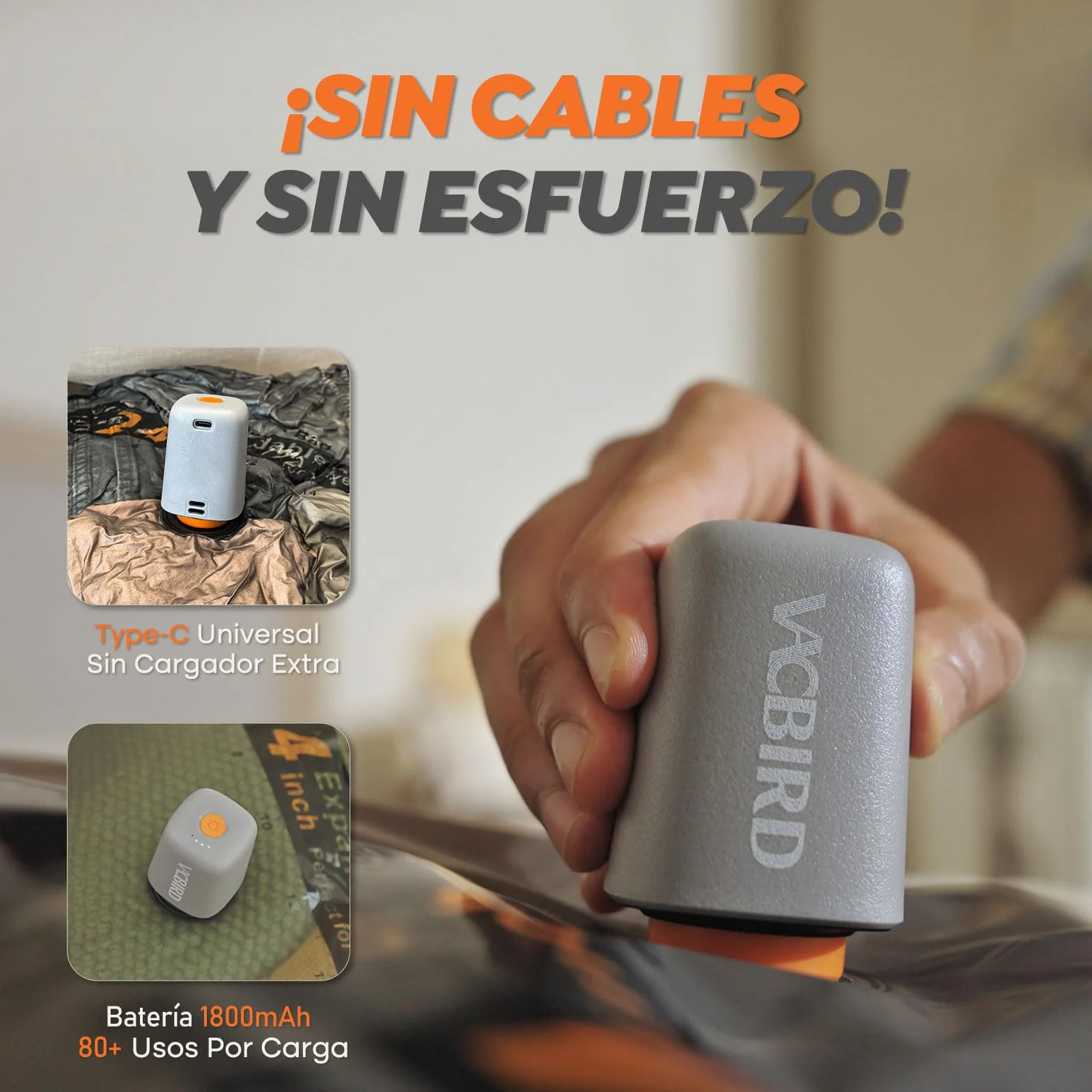Vacbird Bolsas Vacio Ropa con Bomba de Vacío Eléctrica Inalámbrica 20 Bolsas para Viajes Organización