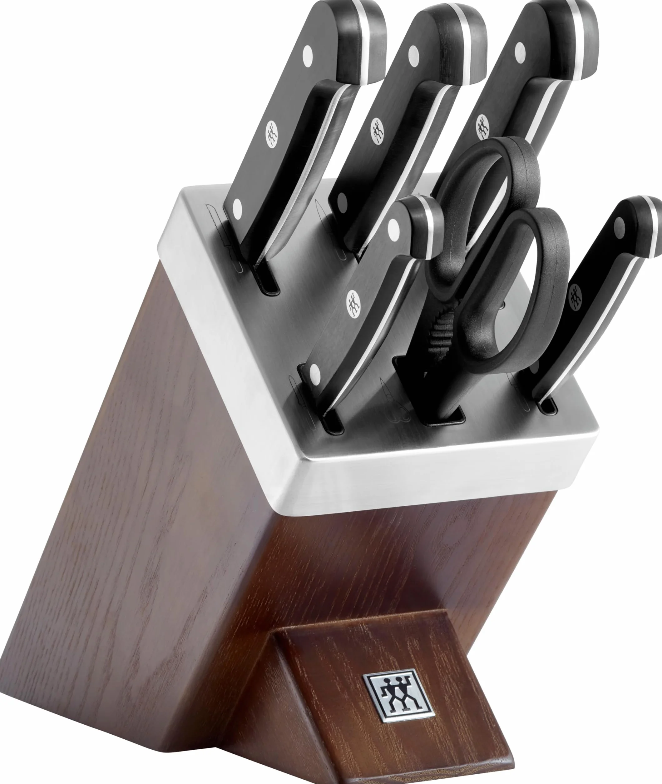 ZWILLING Bloque de cuchillos auto-afilables de 7 piezas, Bloque de madera, Cuchillos y tijeras con mango especial de acero inoxidable/plástico, Gourmet