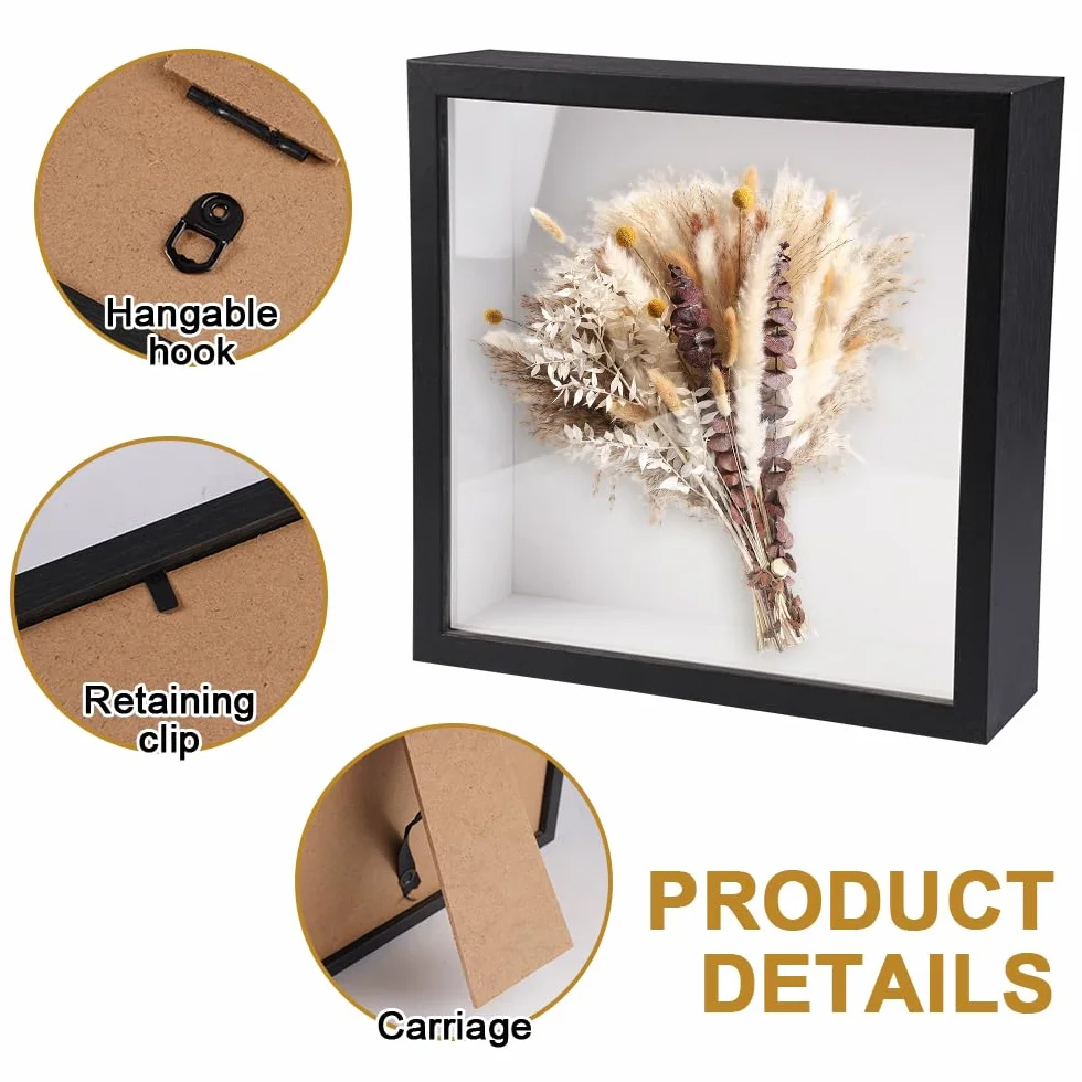 Minxulan Marcos con Profundidad, 22 X 22 Cm Marco 3D para Rellenar Cuadrado Caja de Sombras Expositor para Medallas, Recuerdos Florales, Fotos, Objetos Conmemorativos