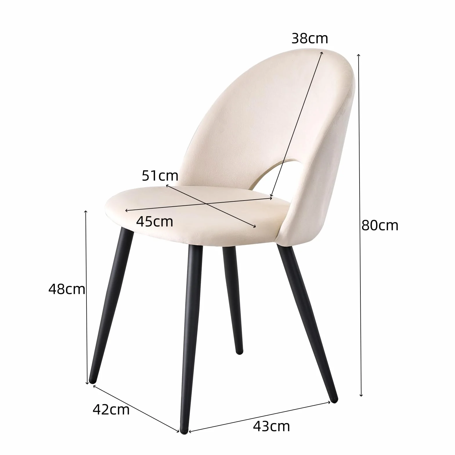 GrandCA HOME Pack de 2 Sillas de Comedor Modernas, Tapizadas en Terciopelo Holandés Suave al Tacto con Patas de Metal, Ideales para Comedores, Salas de Estar y Dormitorios - Beige
