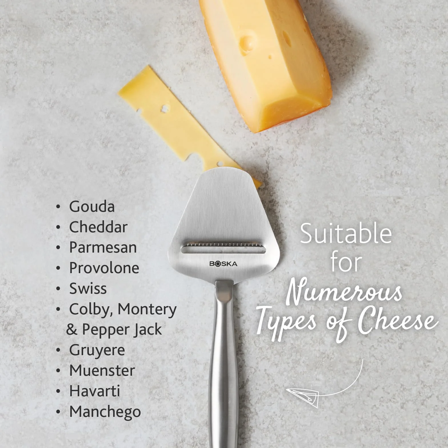 Boska Cortador de queso Copenhagen - Para quesos, cítricos y verduras duras - 220x74x20 mm