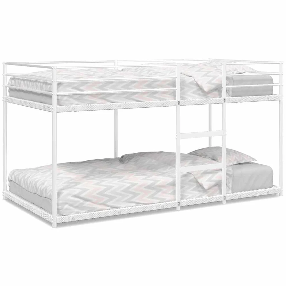 IKAYAA Litera de 75x190 cm, literas de Hierro, Metal, para Niños, Juveniles, con Escalera y Protección Anticaídas, Blanco