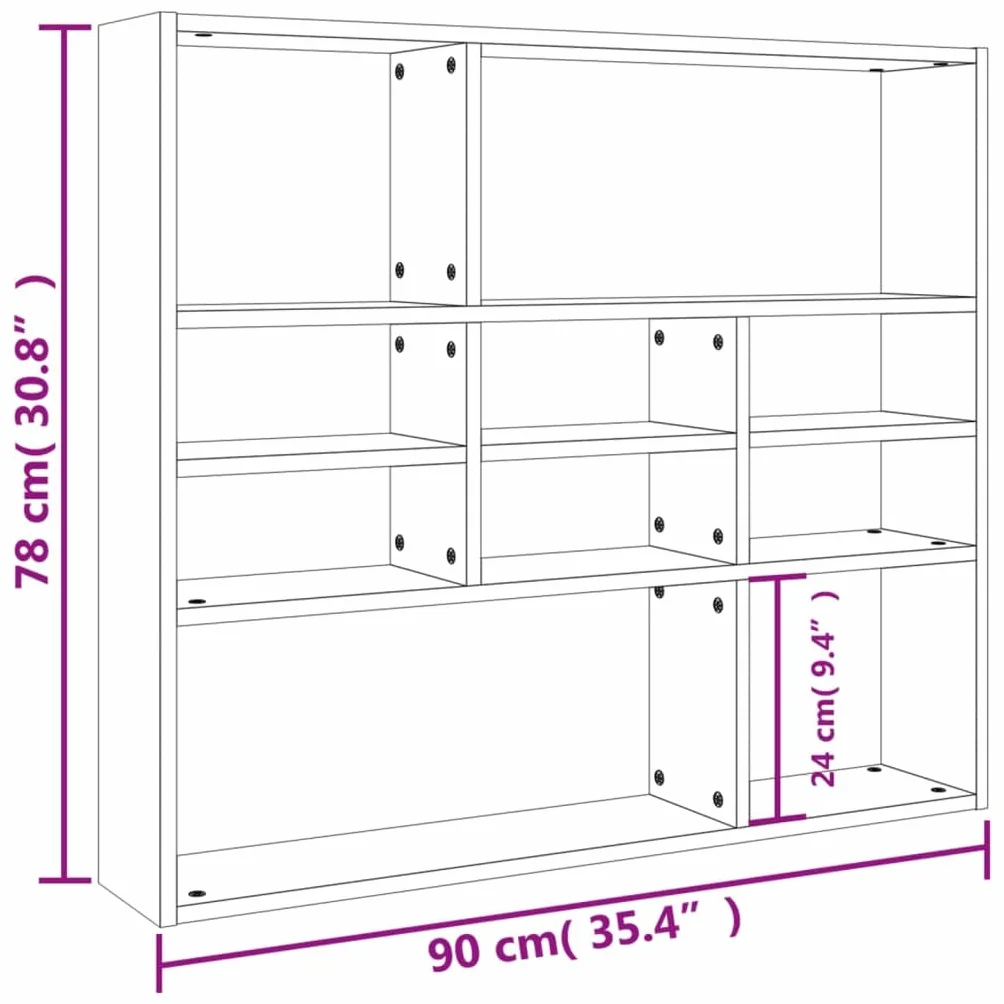 Estantería de Pared Roble Sonoma 90x16x78cm Contrachapada vidaXL