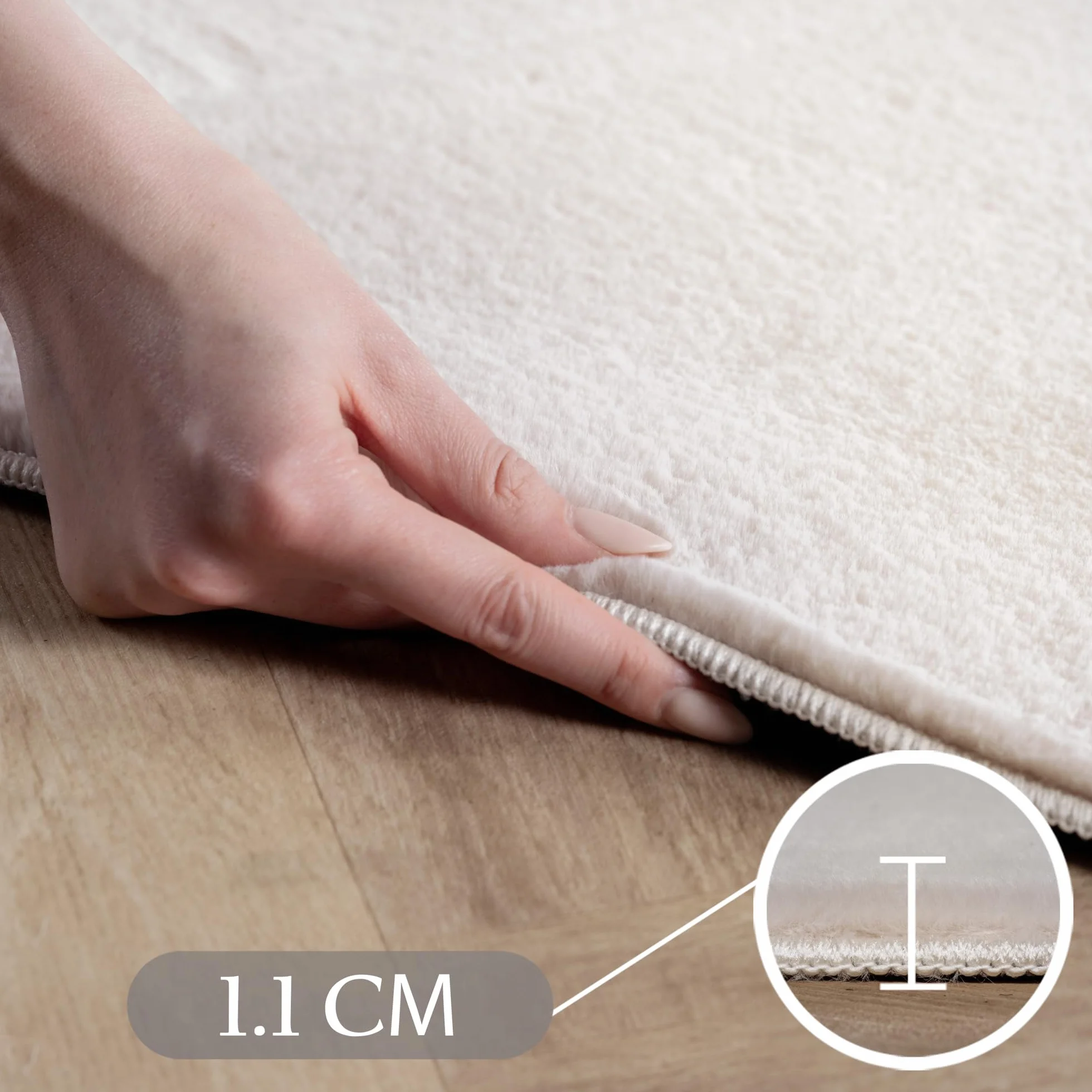 SIMPEX Alfombra Ivory 240x340 cm Alfombra Lavable de Pelo Corto, Antideslizante y Suave, Diseño Monocromático Moderno para Sala, Dormitorio, Cocina y Habitación Infantil