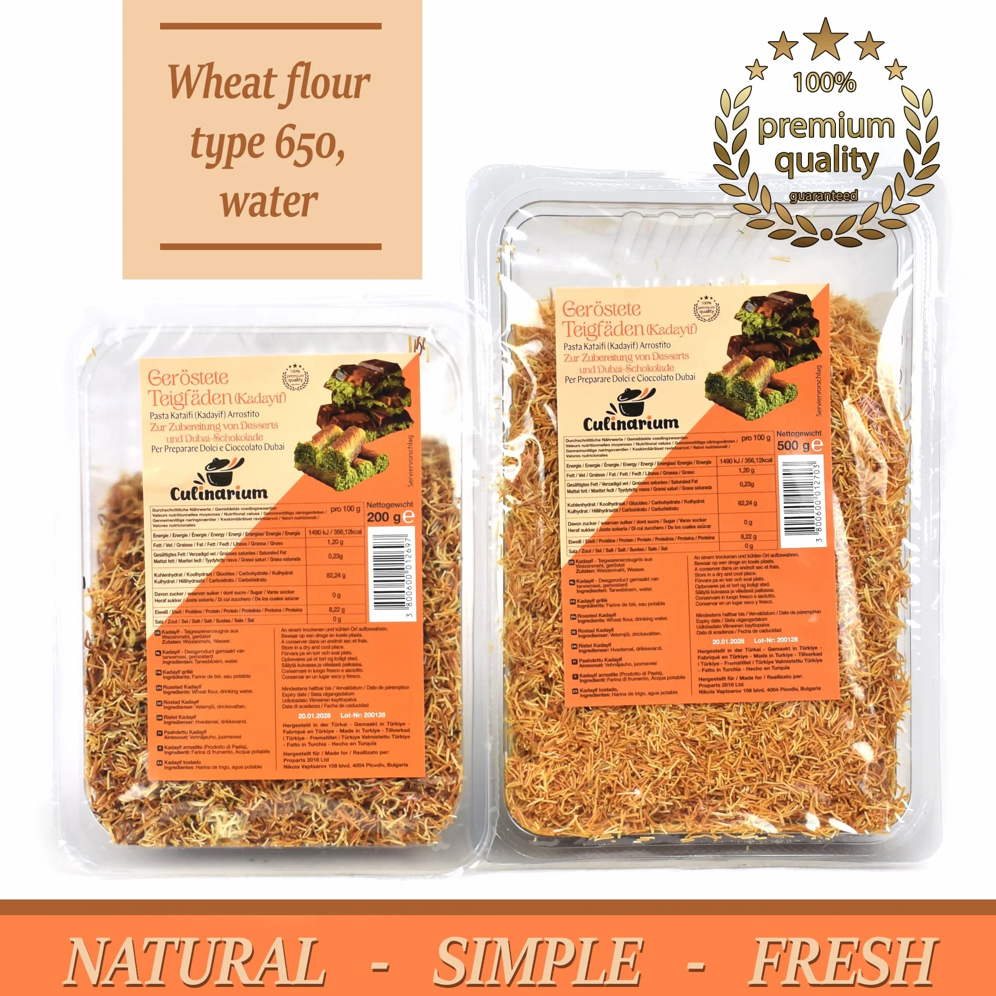 Kataifi Pasta para Postres y Platos Salados Kadayif Chocolate Dubai 200g