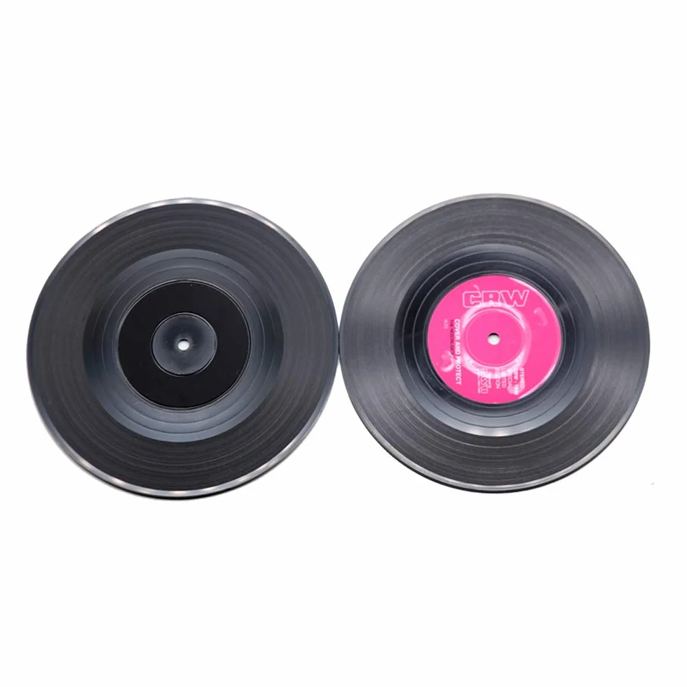 Zhezhe 6 posavasos retro de vinilo LP, mate, antideslizante para taza