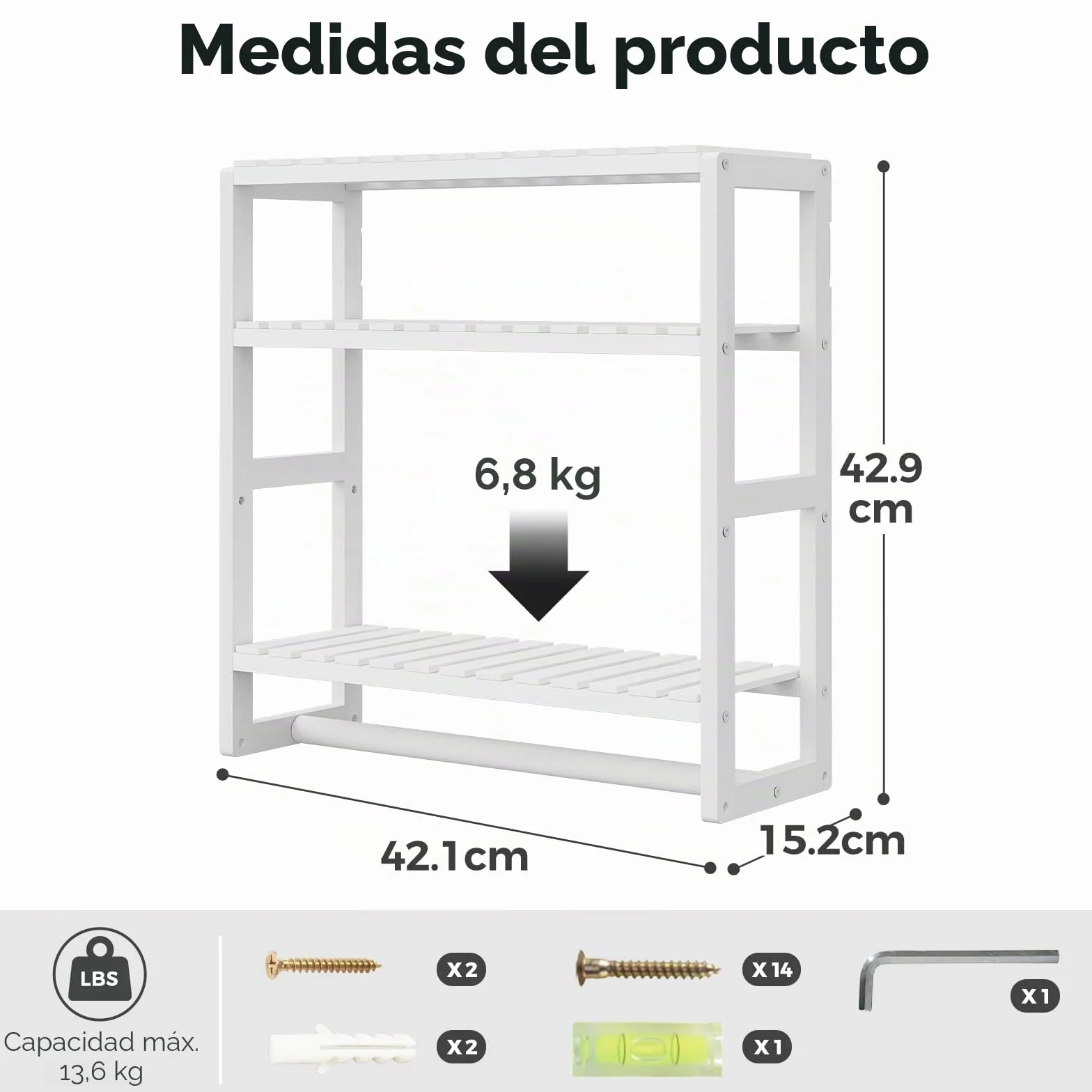 Bamworld Estantería Baño Pared 3 Niveles Bambú Ajustable Organizador Ahorrar Espacio