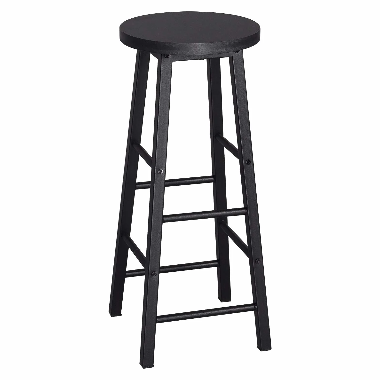 WOLTU Taburete de Bar Silla de Comedor para Cocina Estructura Metal MDF Negro