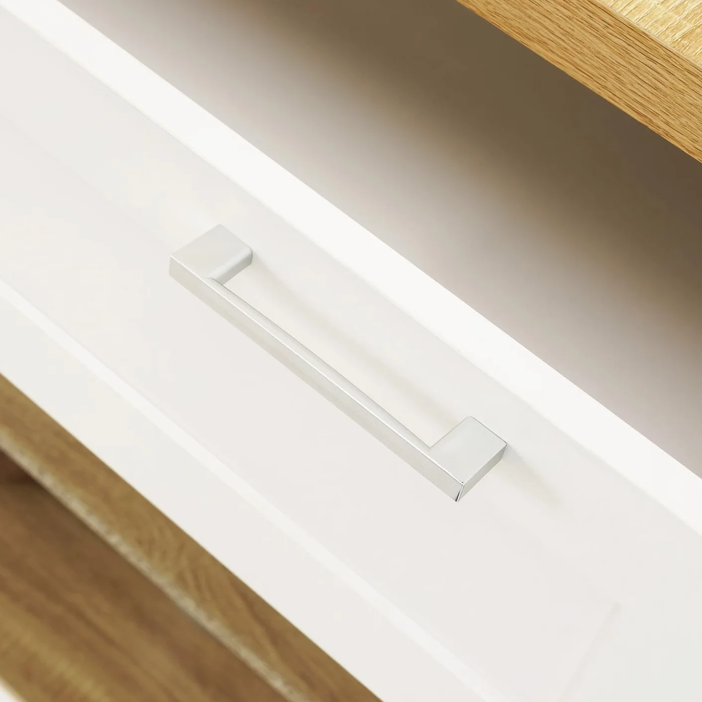IDMarket - Isla Central Mesa Alta 4 Personas VITO 130 cm Blanco y Encimera de Madera