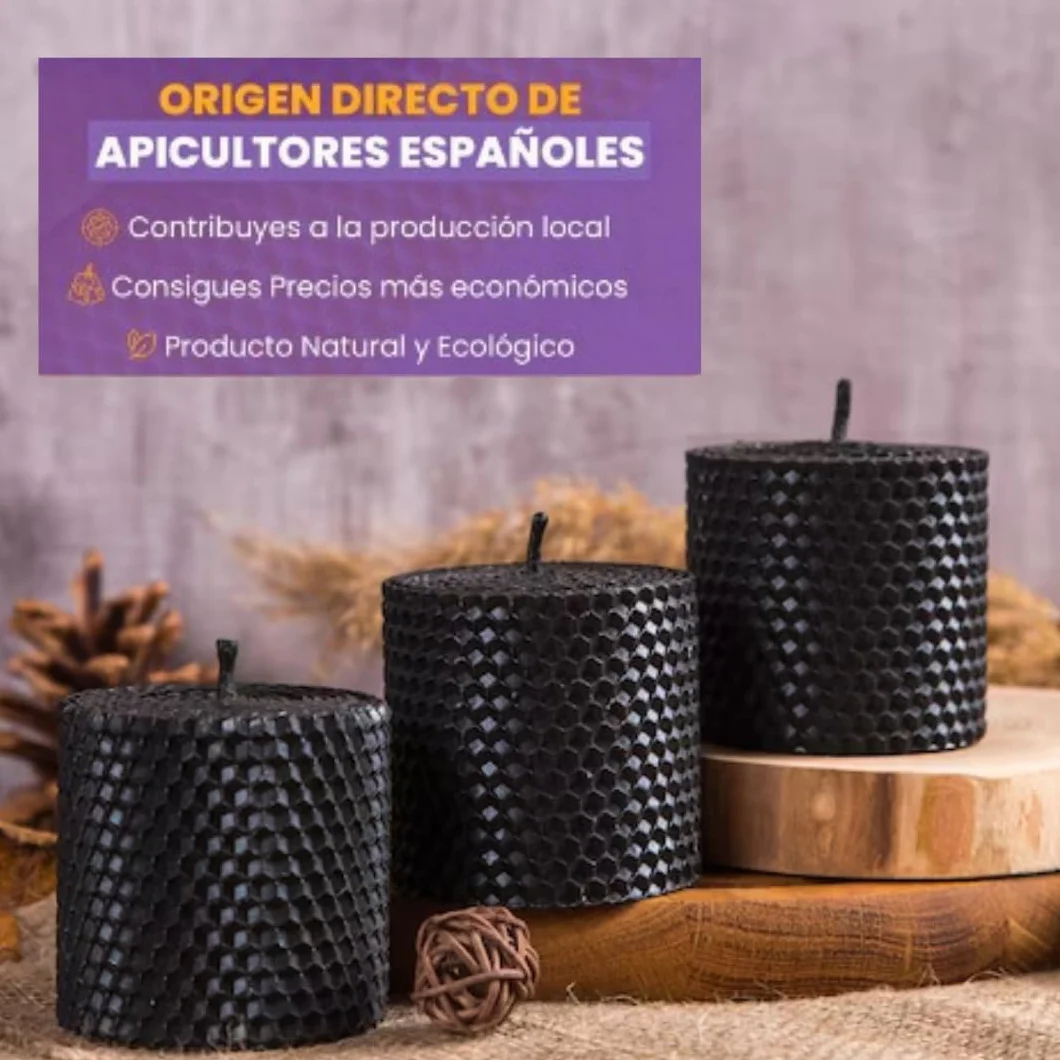 Kit Ritual Velas de Miel Pura de Abeja con Palo Santo - 8 Velas (6 Miel,1 Negra,1 Blanca) para Abundancia y Limpieza Energética - Artesanales con Guía Digital para Días 11 y 22