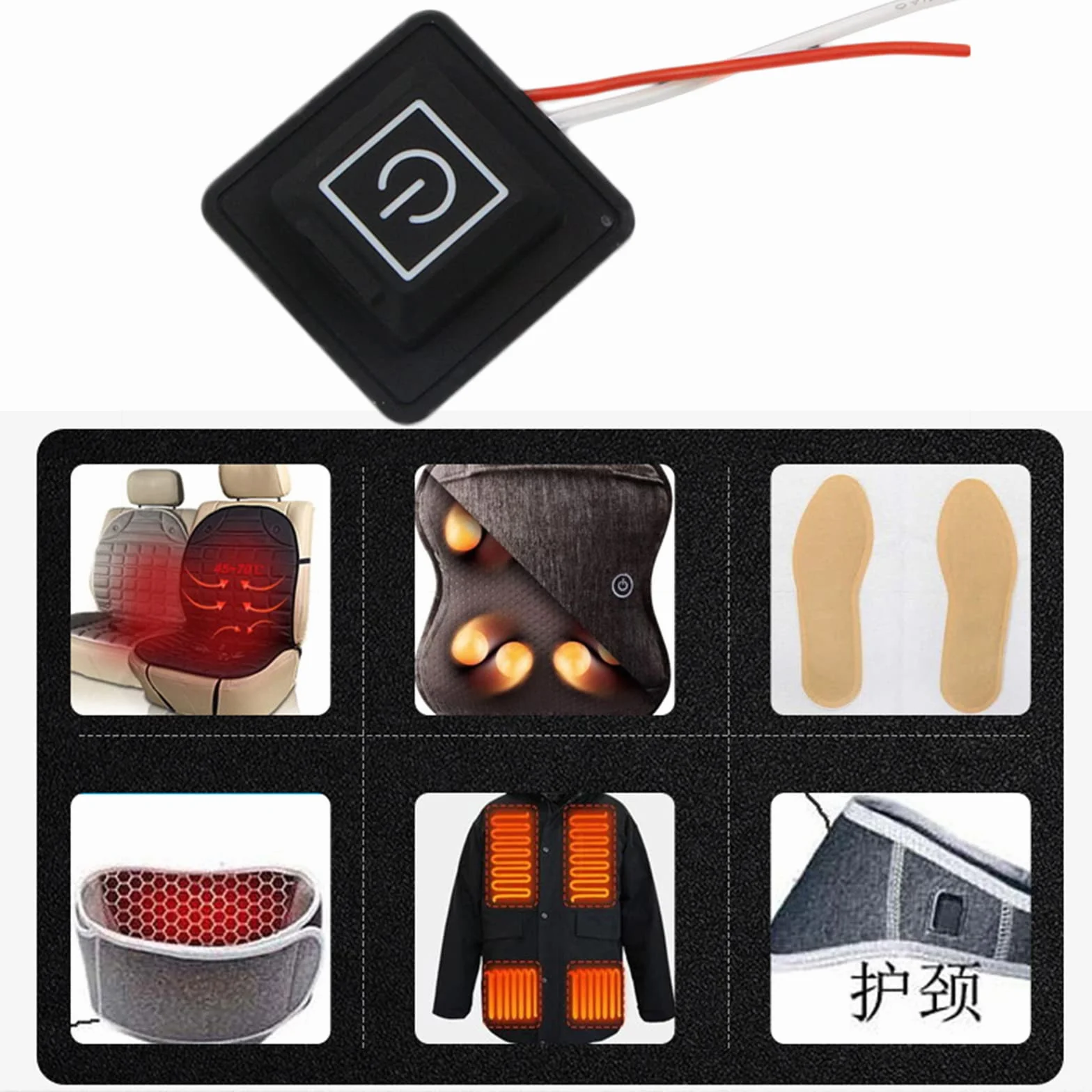 Botón pulsador de silicona impermeable con control de temperatura, chaleco calentado, pantalones, guantes y controlador de temperatura