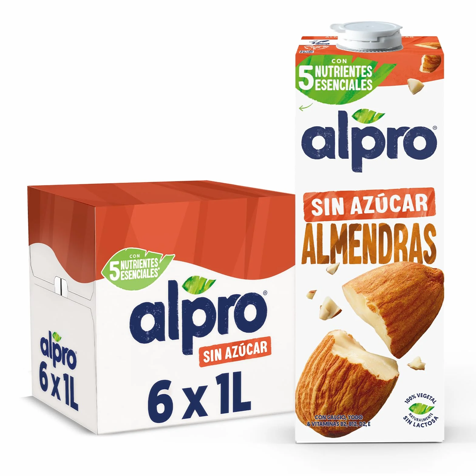 Alpro Bebida Vegetal de Almendras sin Azúcar Pack 6 x 1L