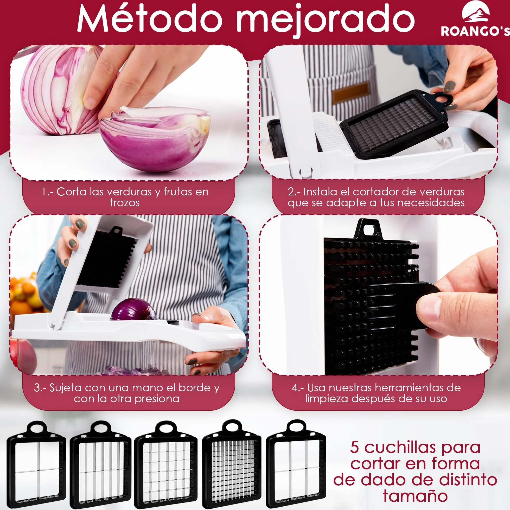 Multifuncional Cortador de Verdura Manual 23 en 1, Mandolina de Cocina Profesional, Picador de Verduras y Patata, Espiralizador, Rallador Cebolla, Cuchillas de Acero Inoxidable, Utensilios de Cocina.