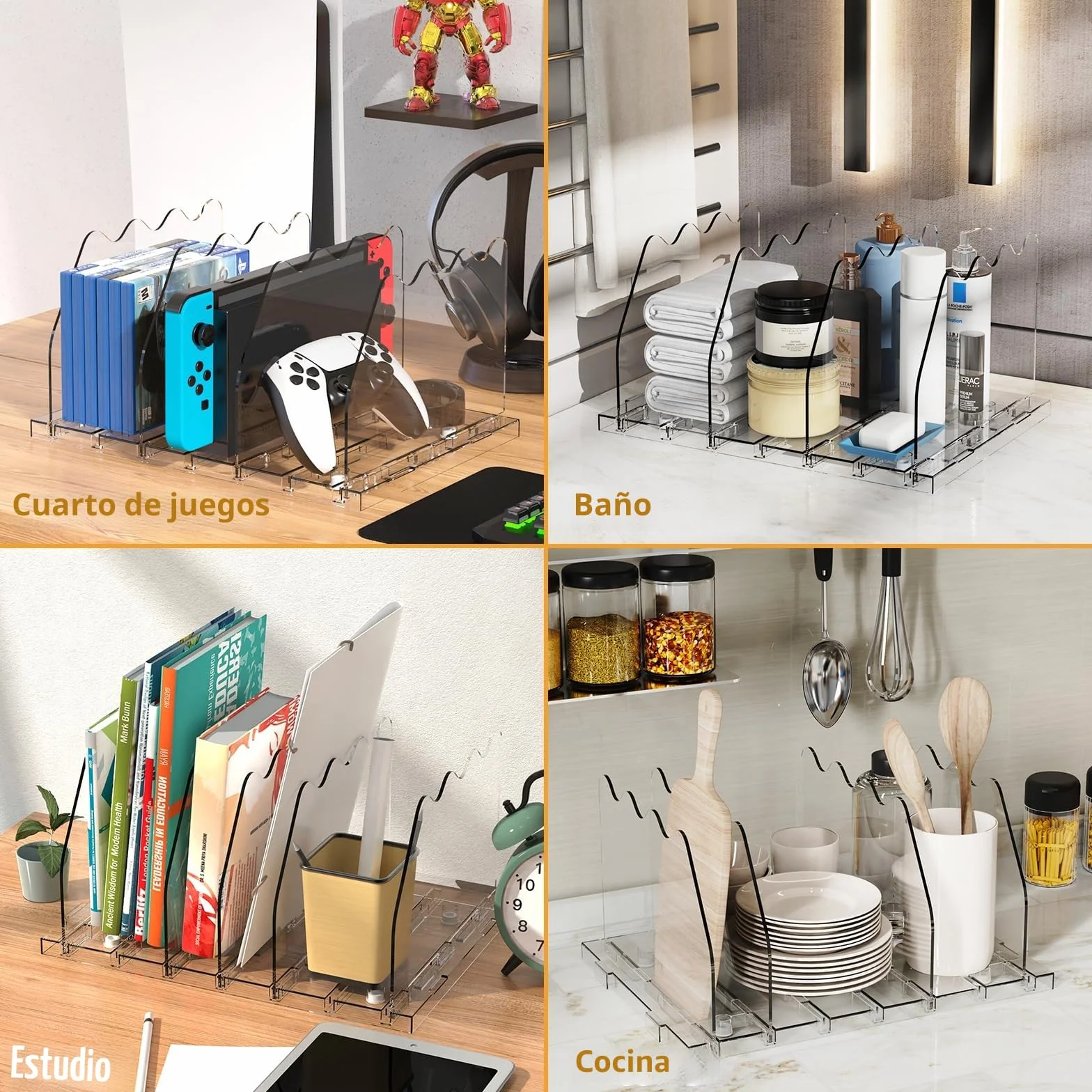 Ronlap Separadores de Estante Ajustables Transparentes, Organizador de Ropa y Bolsos para Armario