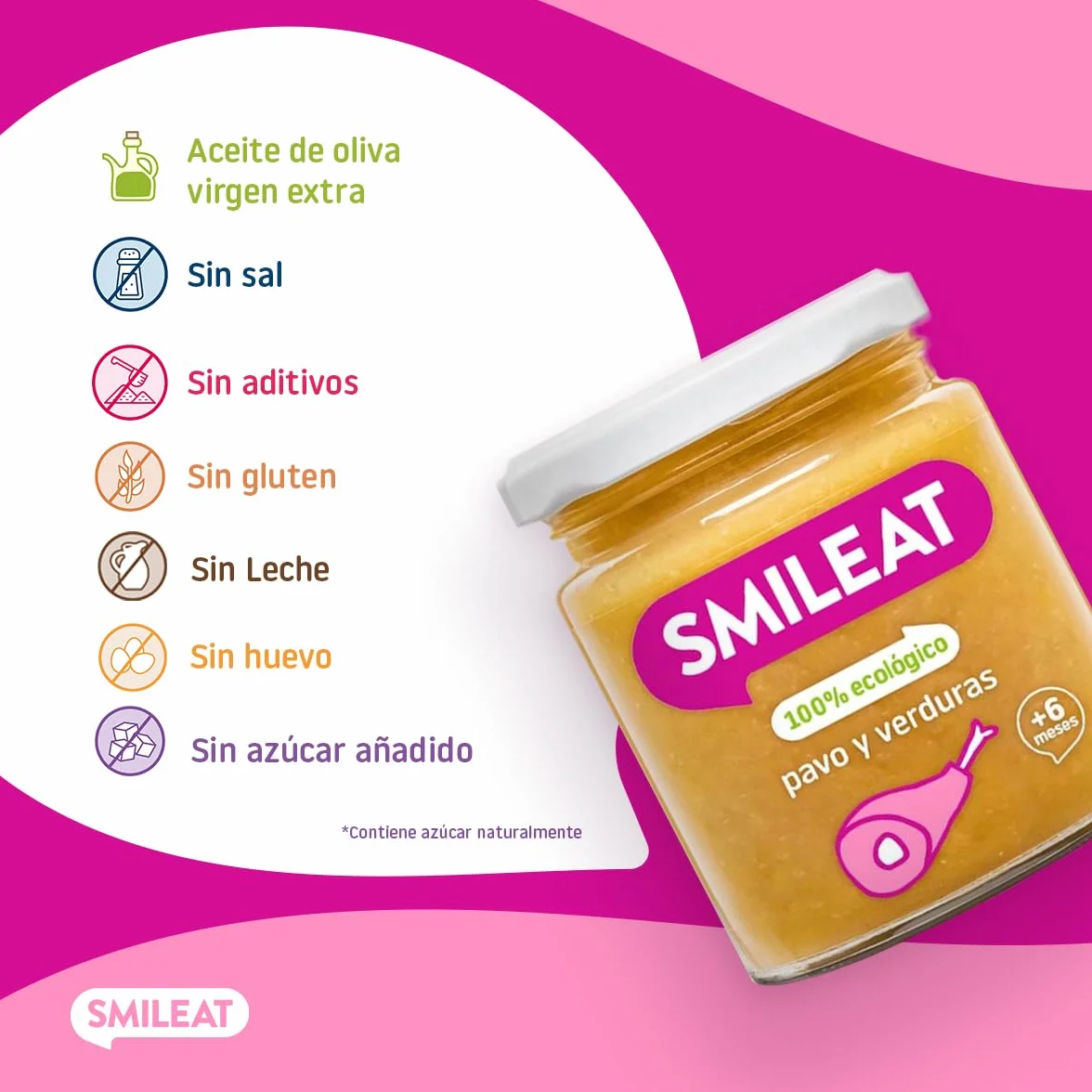 Smileat Tarrito infantil Pavo y Verduras 230g +6 Meses Sin Azúcar ni Sal Añadido
