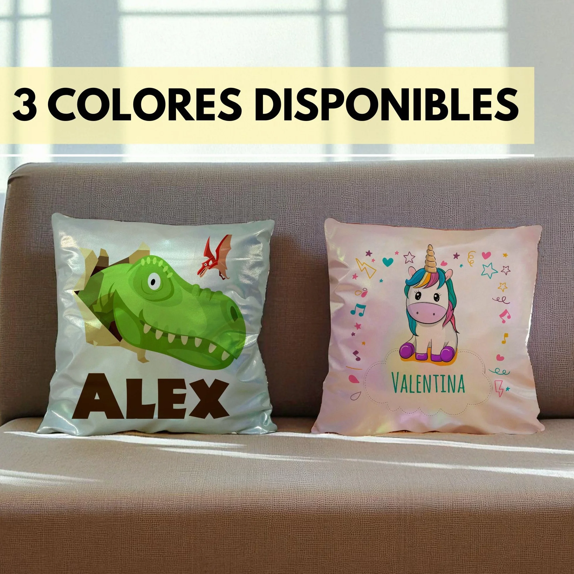 LolaPix Cojin Personalizado Mágico 40x40cm. Cojin Guarderia. Cojines Infantiles Personalizados. Cojín Infantil con Nombre 3 Colores Disponibles. Cojines Fantasía 40x40cm. Bailarina