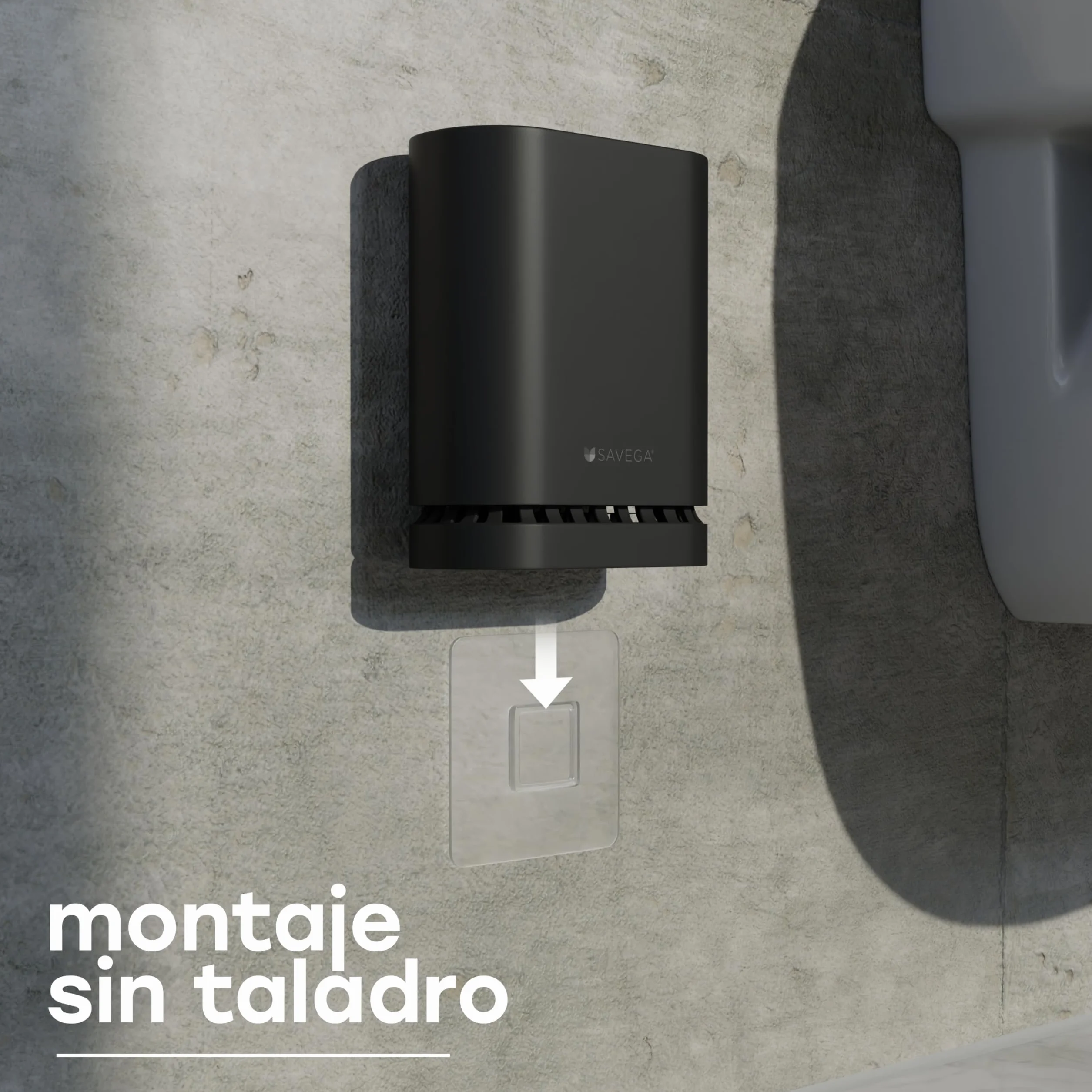 Escobilla WC Silicona con Cabezal Flexible SAVEGA – Escobillero de Pared sin Taladro (Negra Mate)