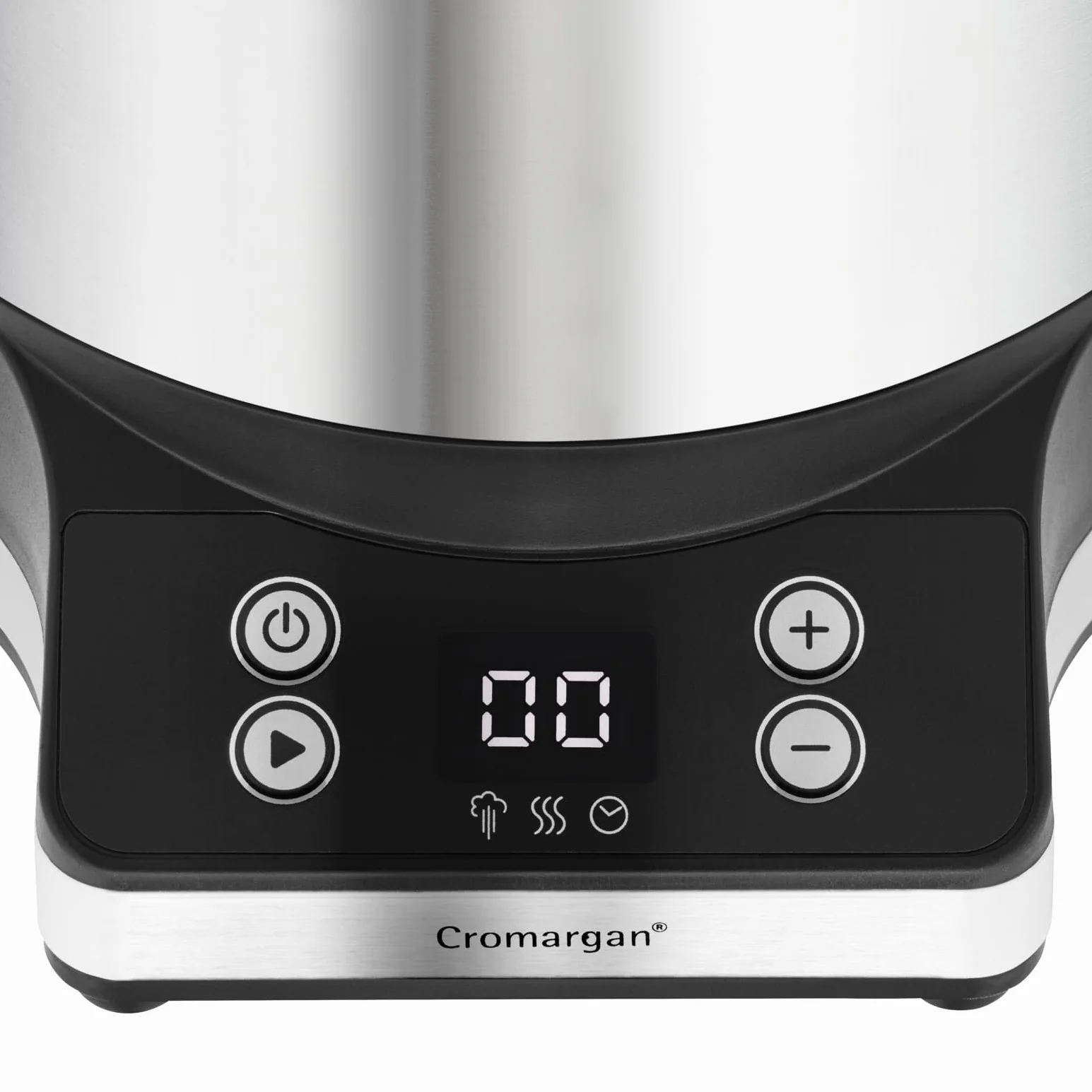 WMF Kitchenminis Arrocera 220W 1L acero inoxidable cromargan mate tapa recipiente base dual mantenimiento calor taza cuchara medidora