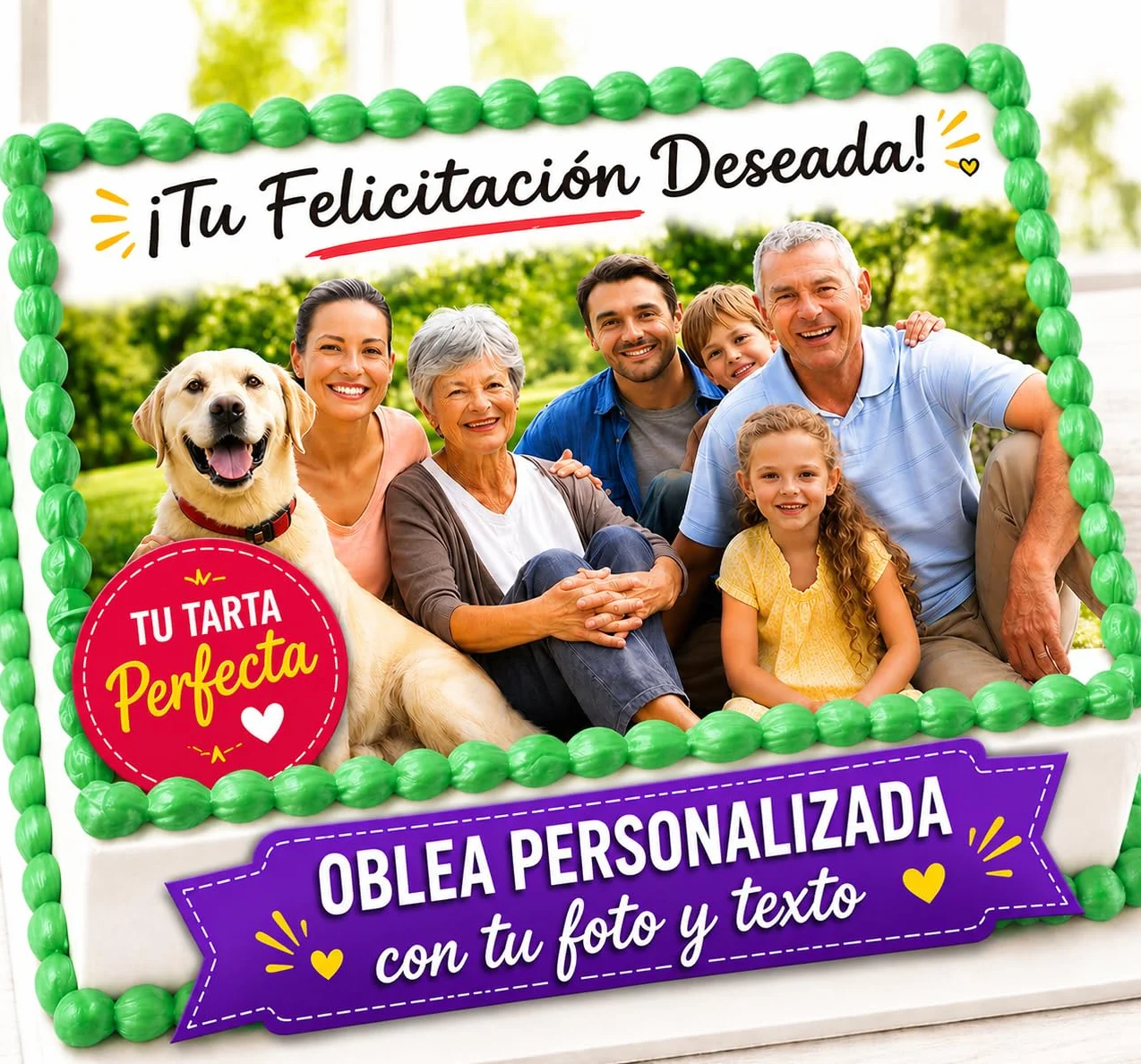 FOTO COMESTIBLE para tarta Personalizada con nombre y edad Papel de Oblea o Azúcar para Tartas Varios Tamaños Rectangular