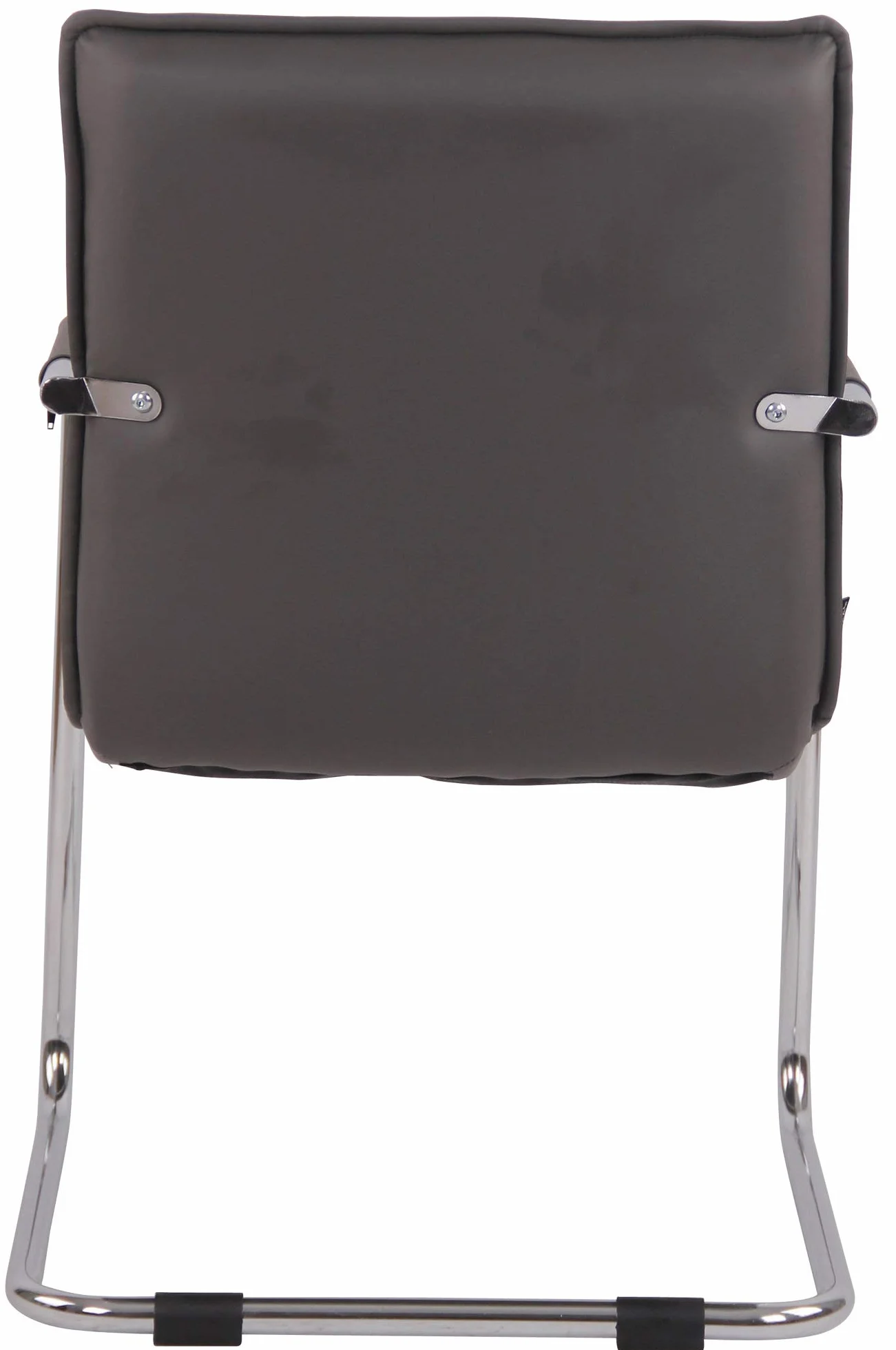Silla de Conferencia Gandia en Polipiel con Reposabrazos Silla Cantiléver Silla de Oficina Sin Ruedas Gris Marco Cromado